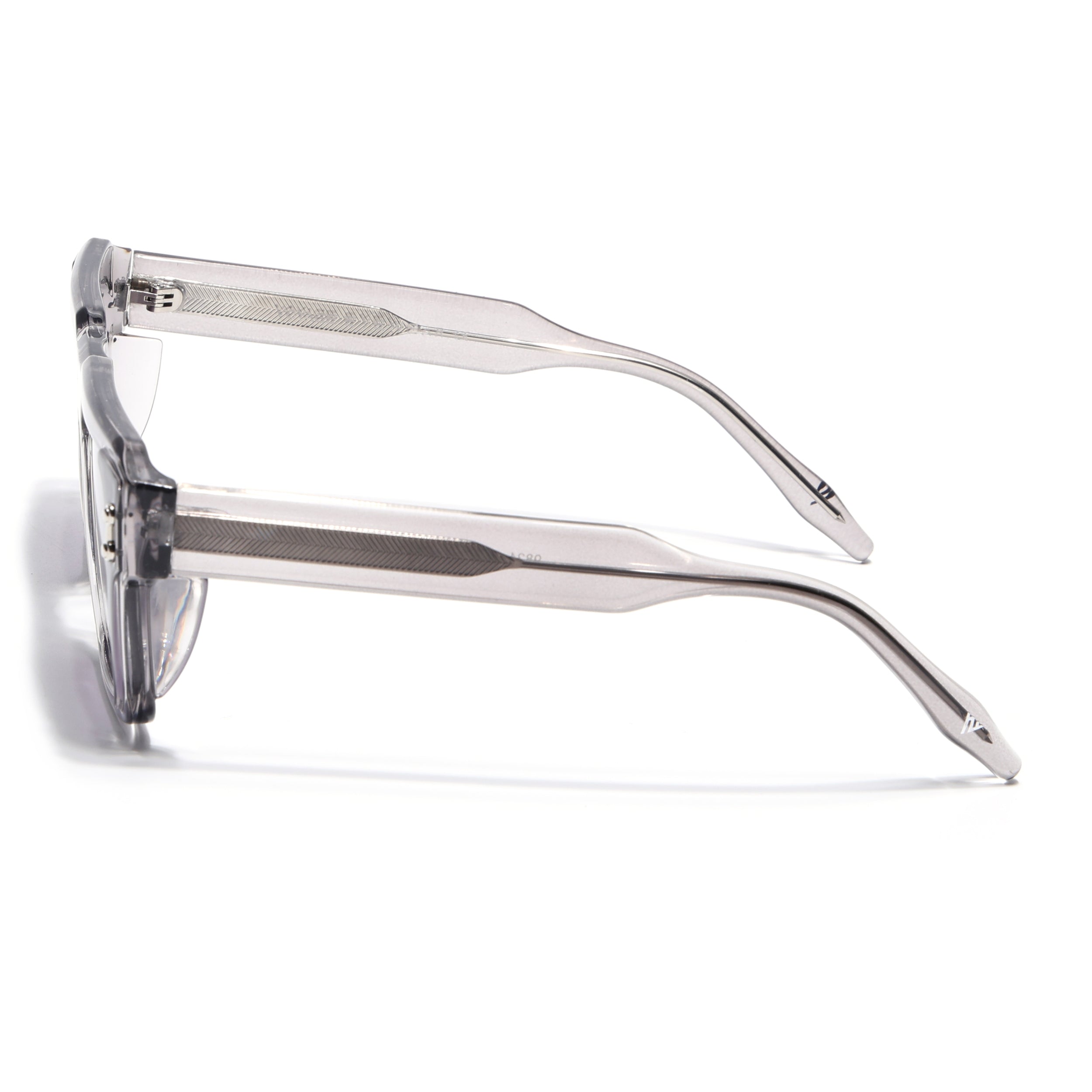 Square Sunglasses for Men & Women (Grey & Clear Lens | Transparent Frame - SLMG7240)