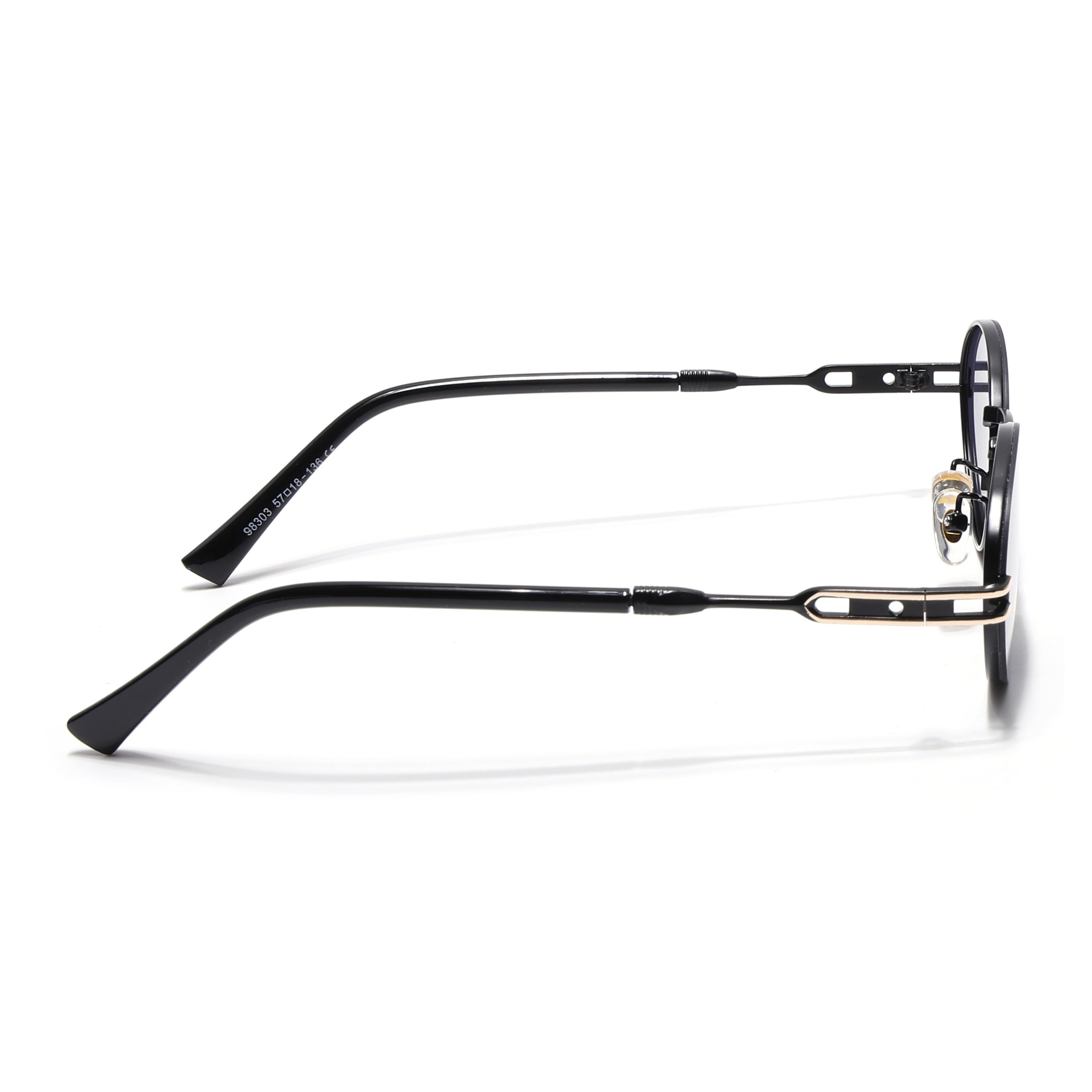 Oval Sunglasses for Men & Women (Grey Lens | Black & Golden Frame - MG6887)