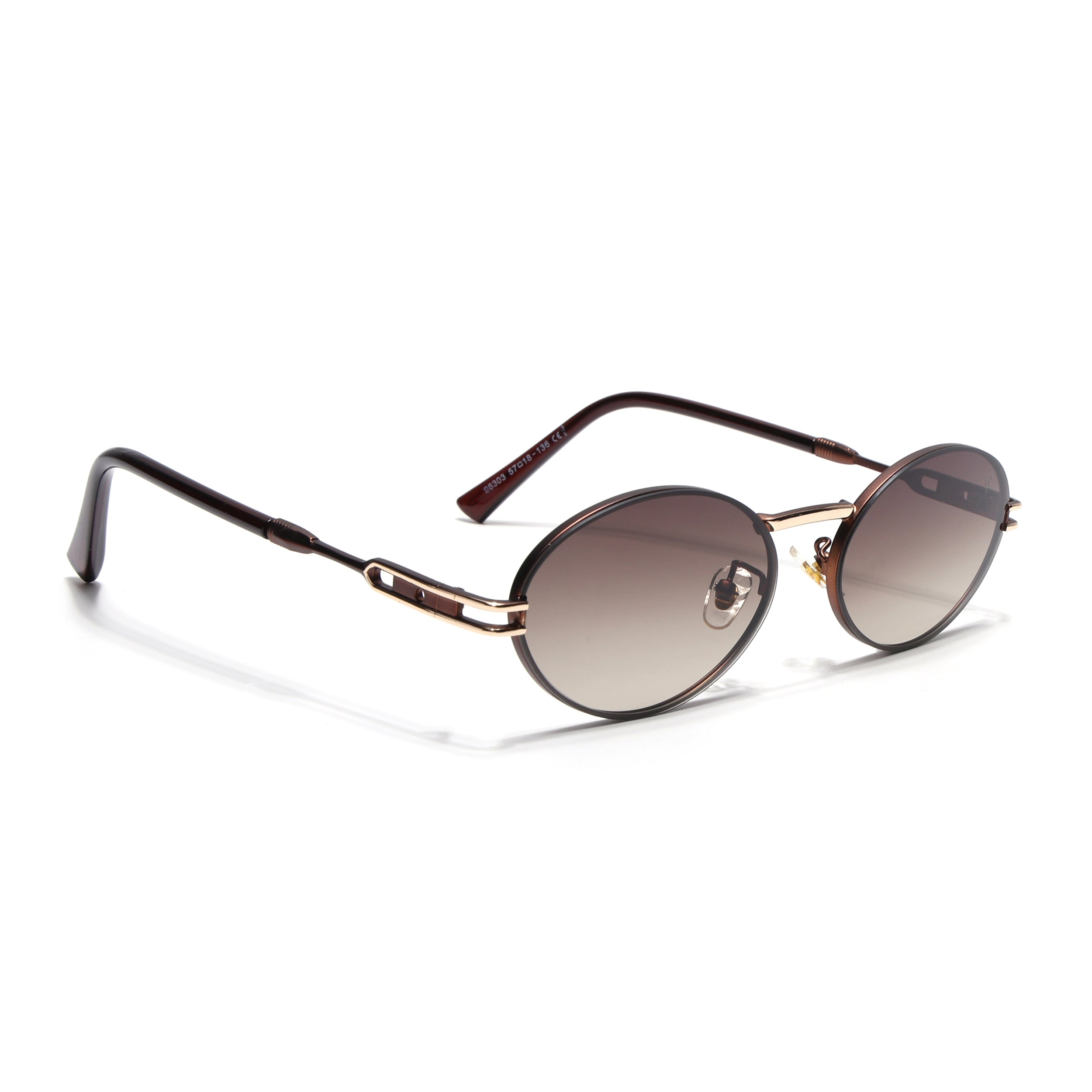 Oval Sunglasses for Men & Women (Brown Lens | Brown & Golden Frame - MG6888)