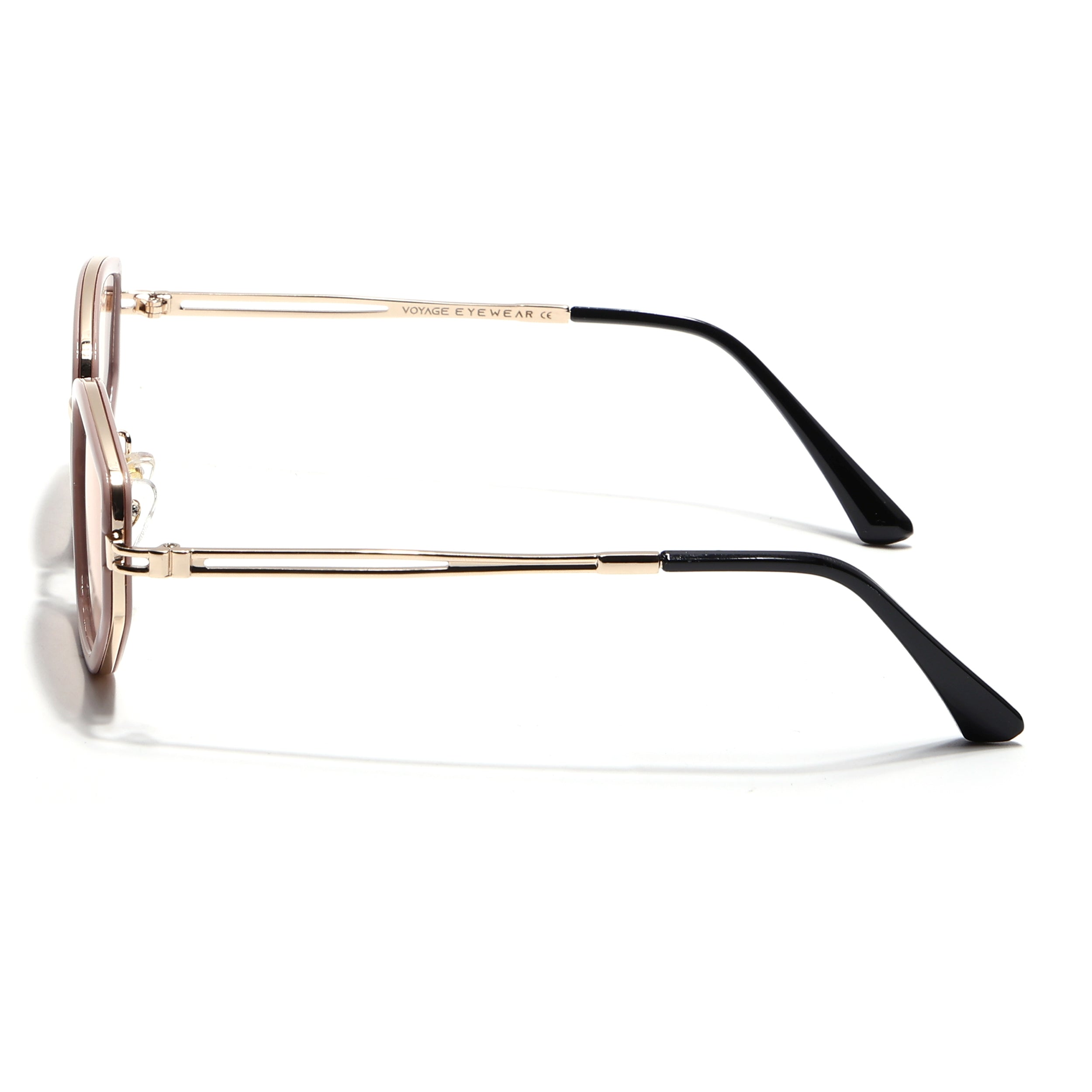 Vynna | Pink & Golden Hexagonal Sunglasses | Pink Lens - MG7599