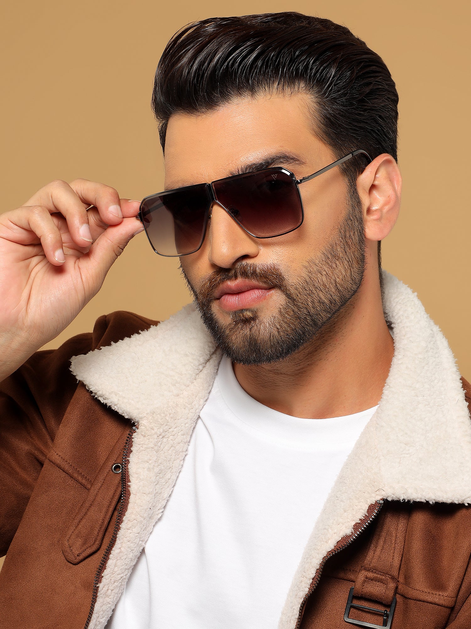 Zephy | Grey Wayfarer Sunglasses | Olive & Clear Lens - MG7321