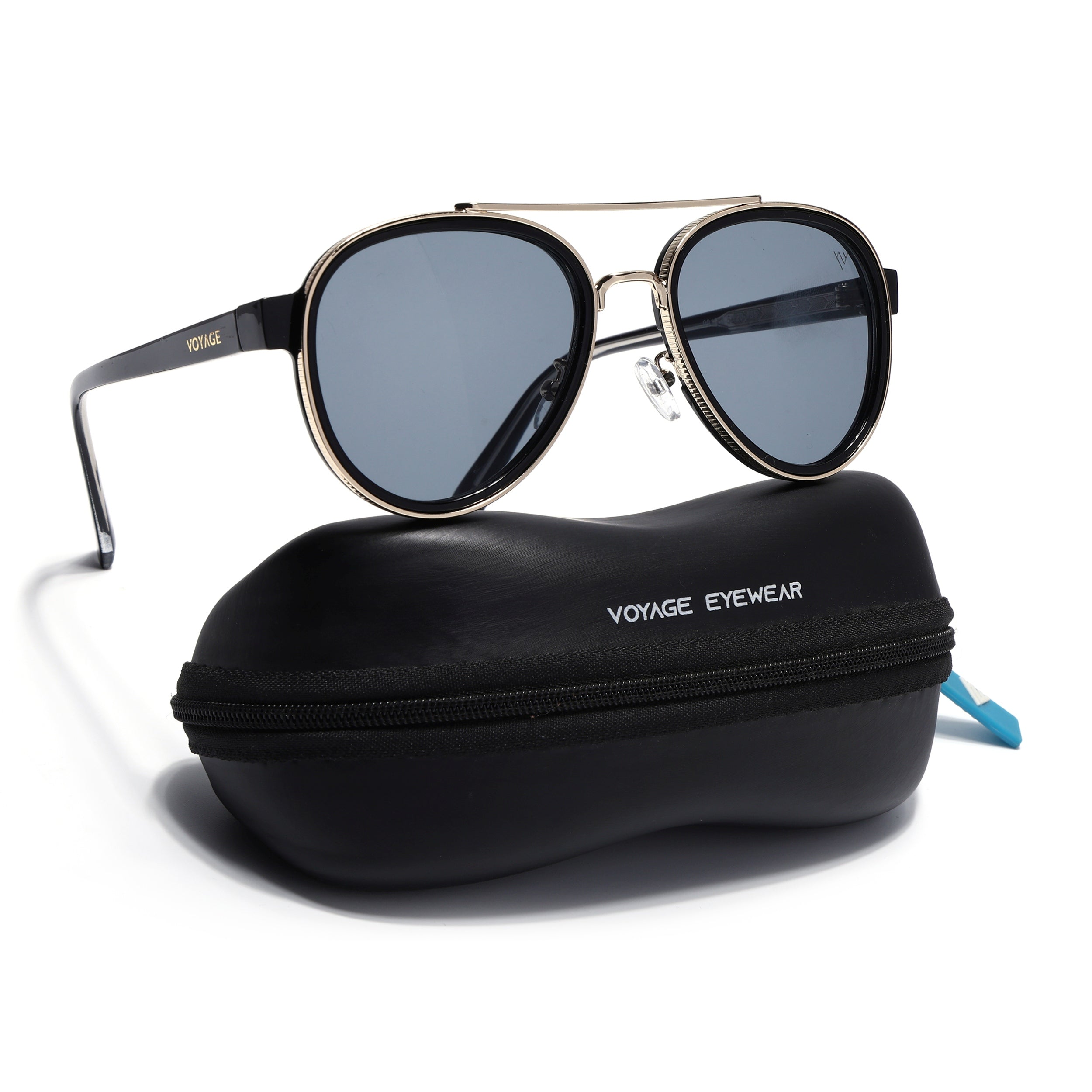 Signature Aviator | Golden & Black Sunglasses | Grey Lens - MG7151