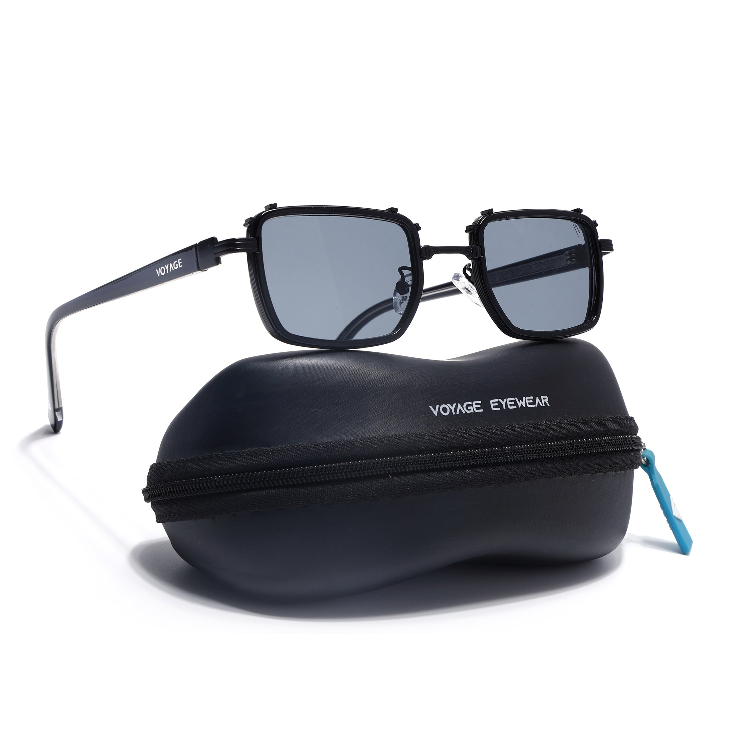 Square Sunglasses for Men & Women (Grey Lens | Black Frame - MG7053)