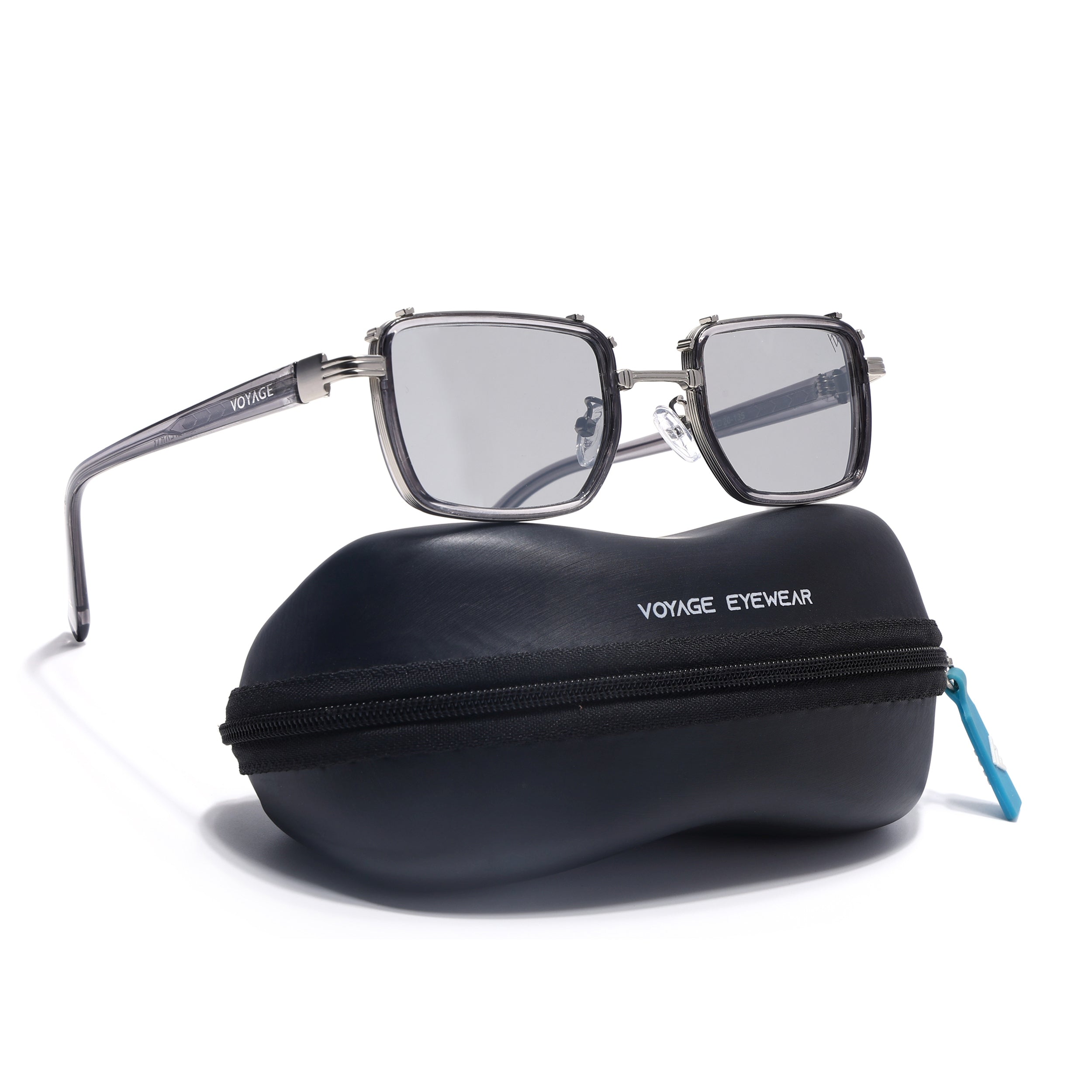 Square Sunglasses for Men & Women (Grey Lens | Silver & Grey Frame - MG7054)
