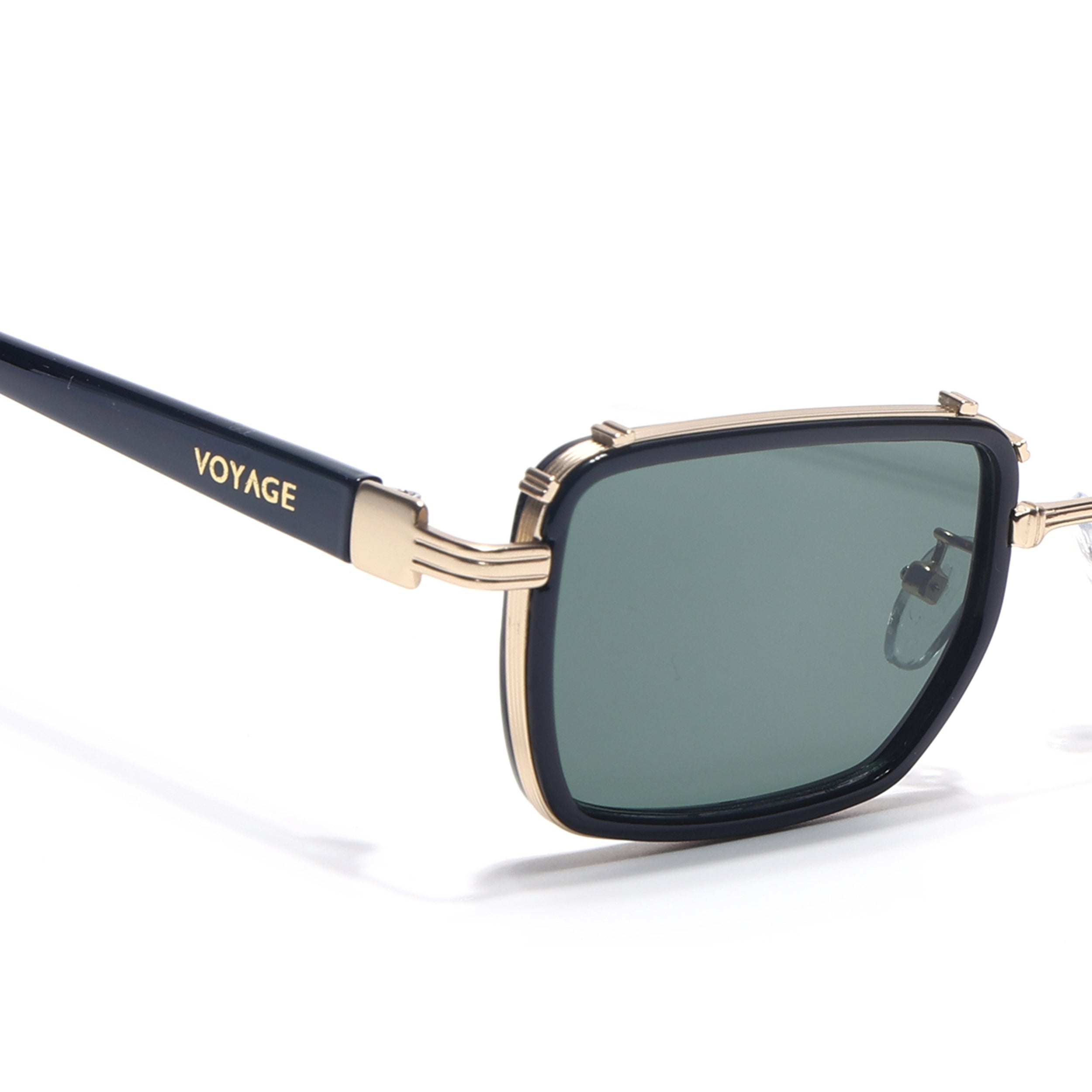Square Sunglasses for Men & Women (Olive Lens | Golden & Black Frame - MG7055)