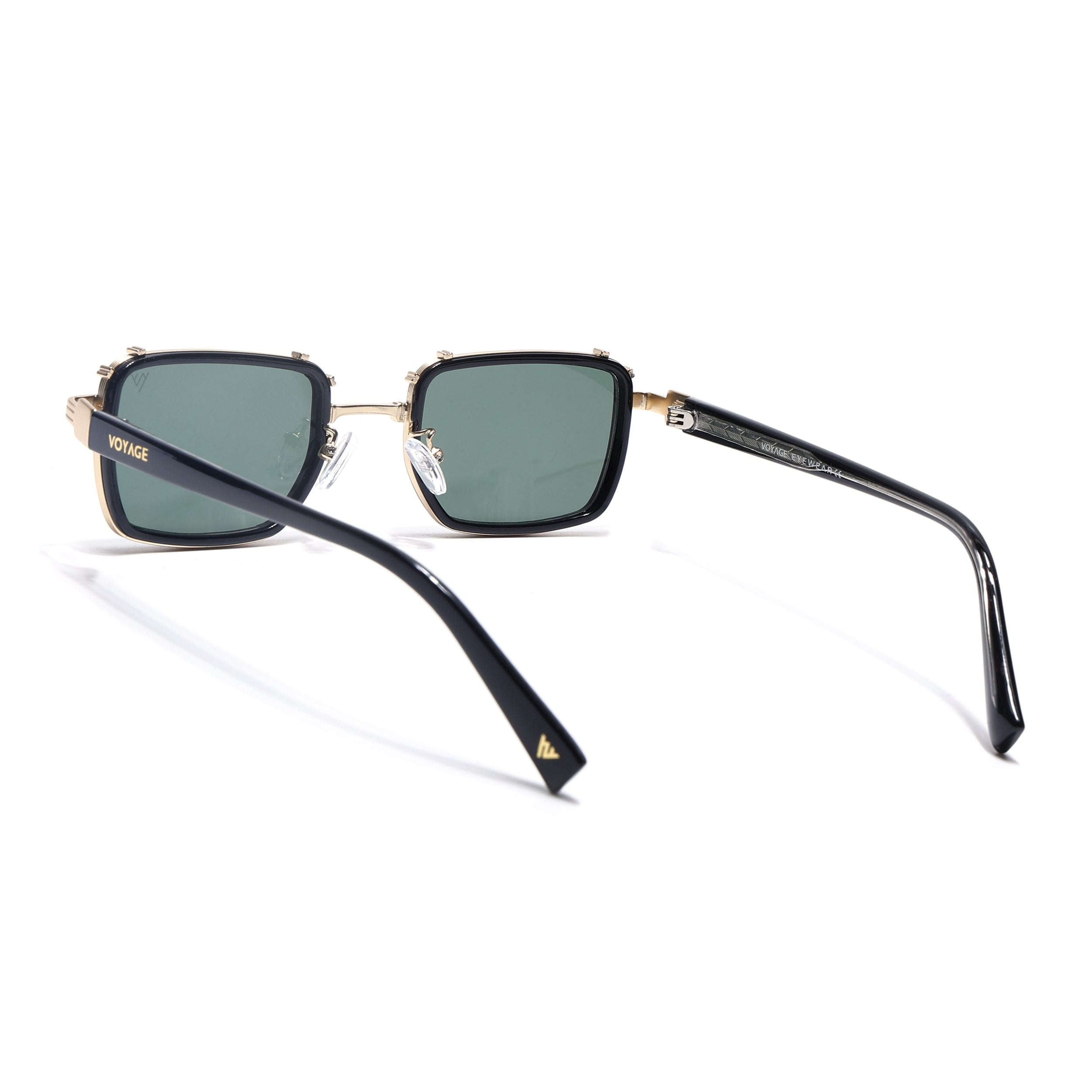 Square Sunglasses for Men & Women (Olive Lens | Golden & Black Frame - MG7055)
