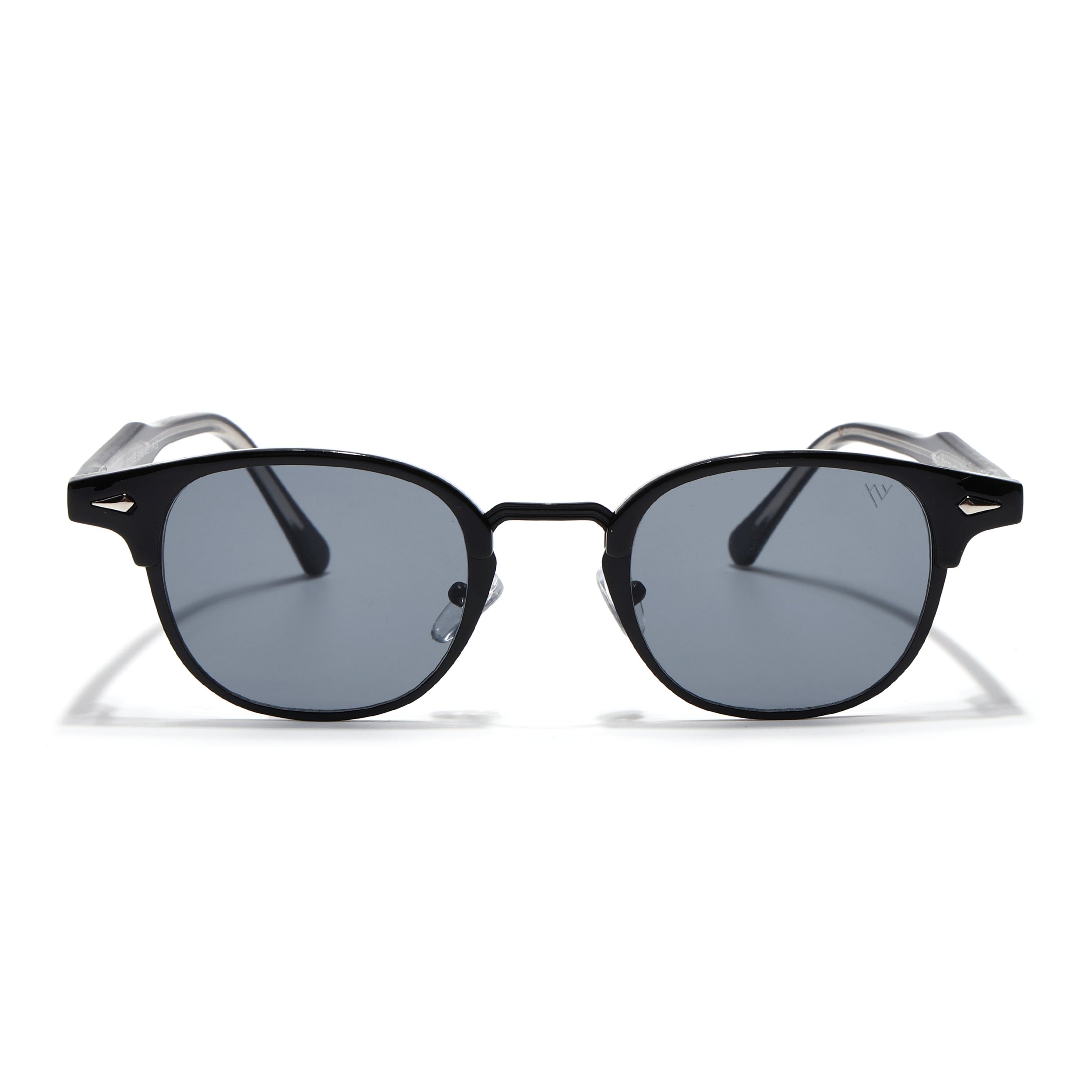 Skyline | Black Half Rim Clubmaster Sunglasses | Grey Lens - MG7100