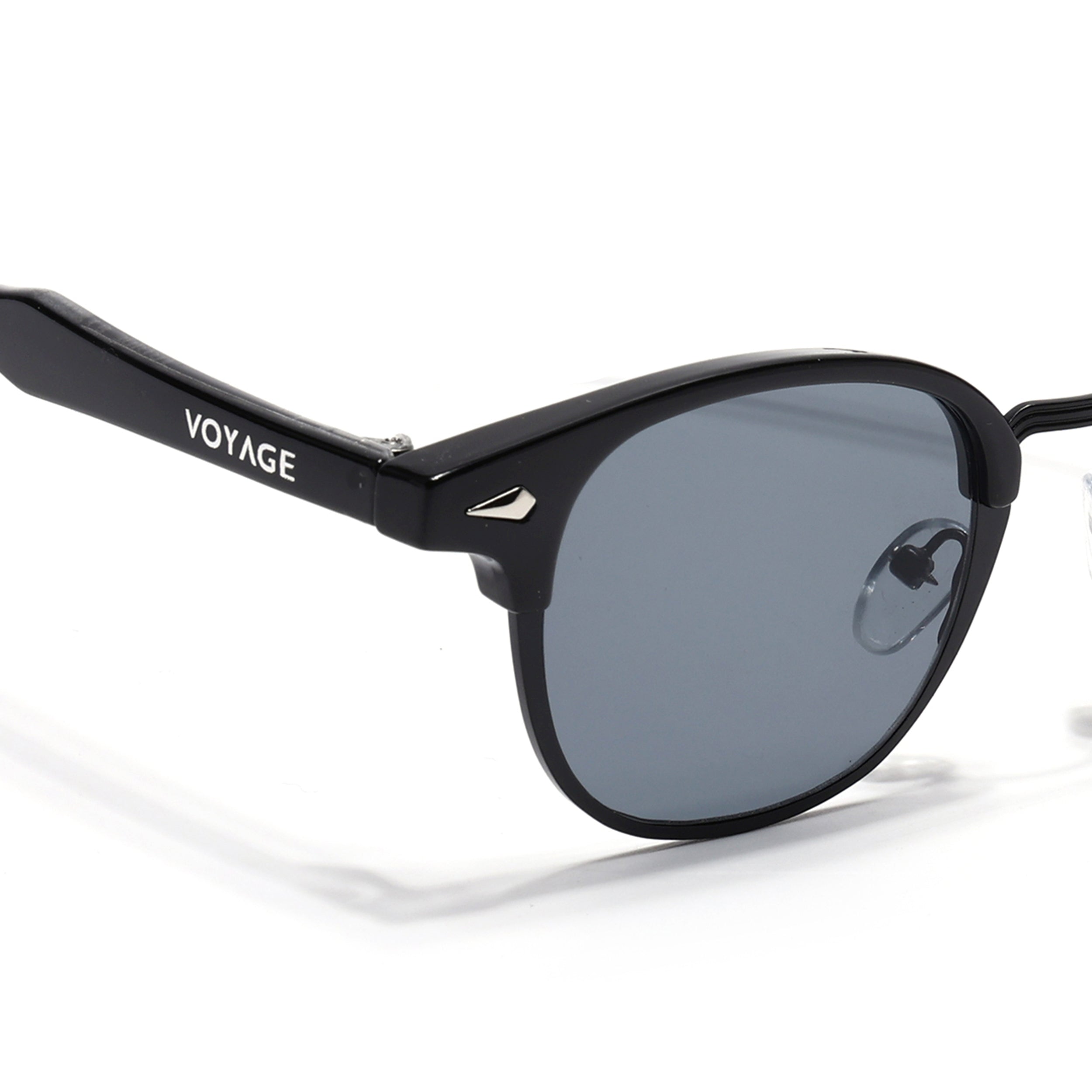 Skyline | Black Half Rim Clubmaster Sunglasses | Grey Lens - MG7100
