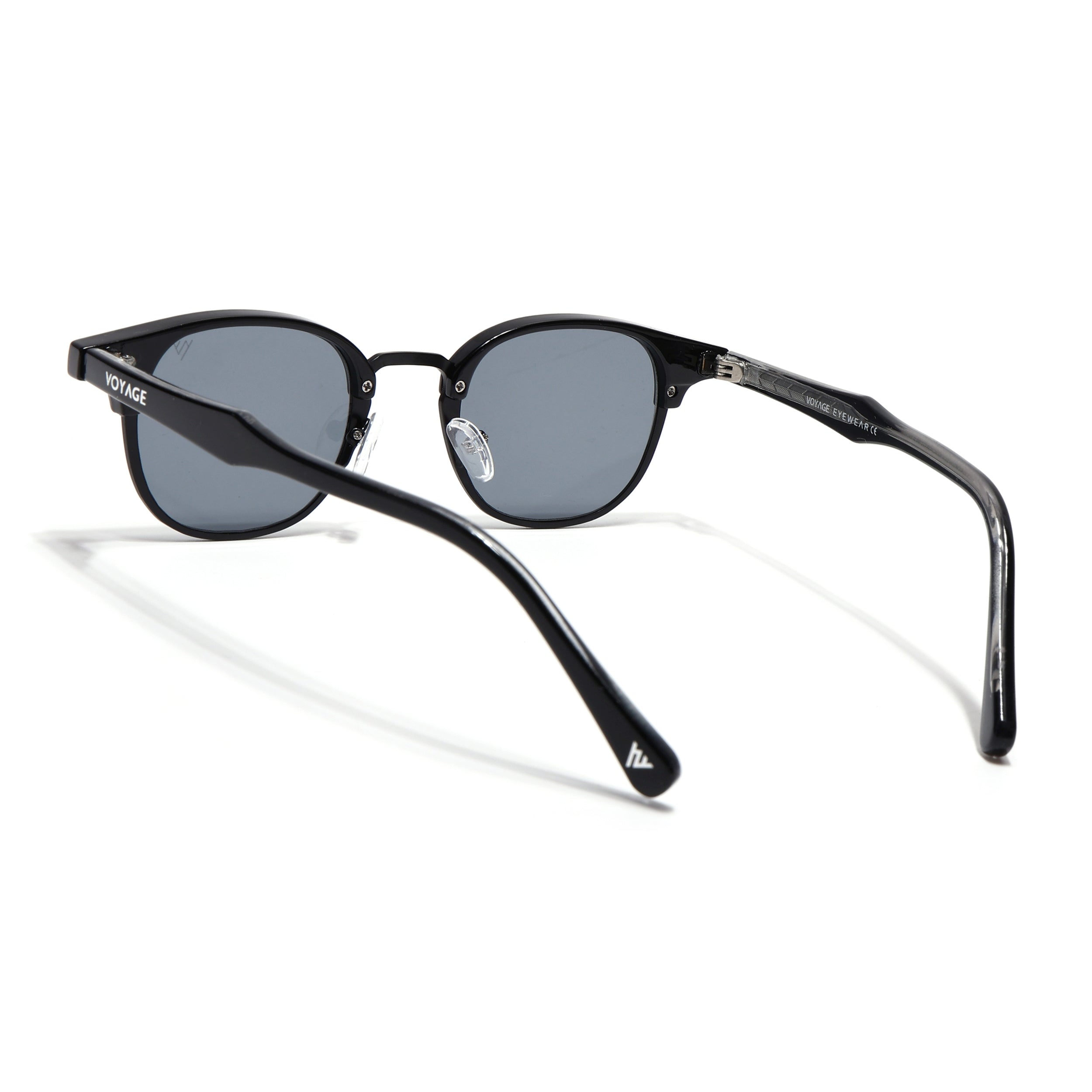 Skyline | Black Half Rim Clubmaster Sunglasses | Grey Lens - MG7100