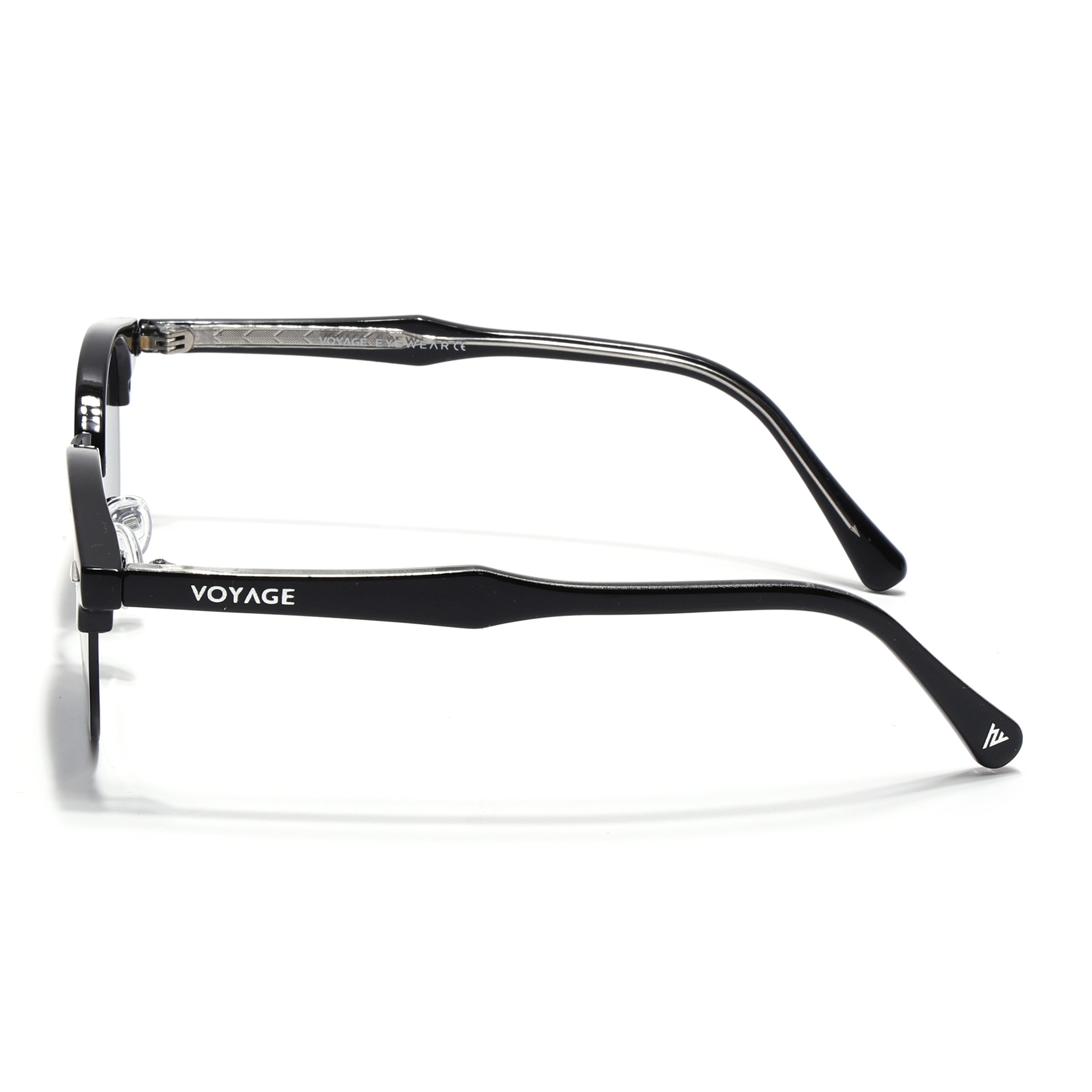 Skyline | Black Half Rim Clubmaster Sunglasses | Grey Lens - MG7100