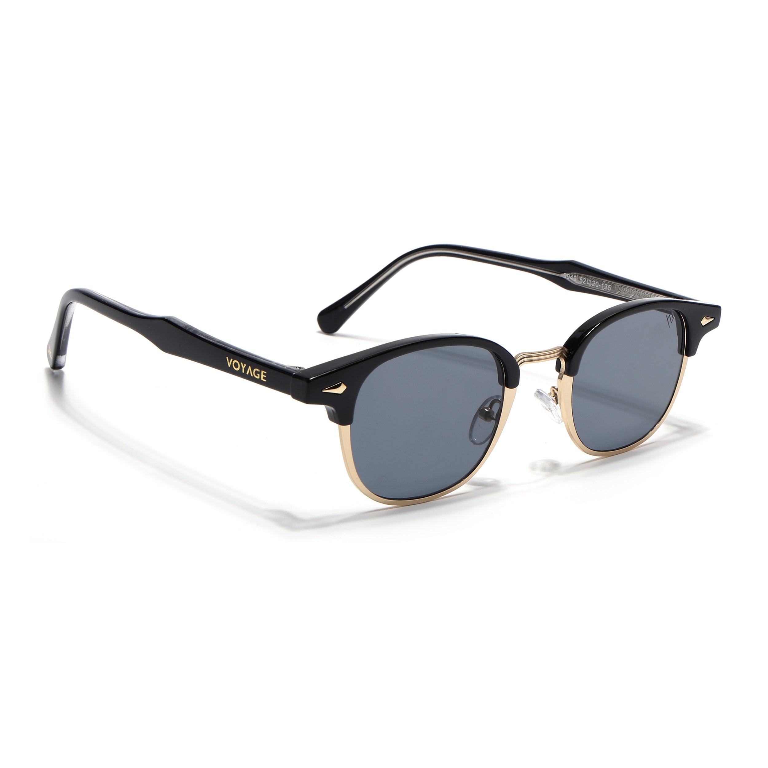 Skyline | Golden Half Rim Clubmaster Sunglasses | Grey Lens - MG7101