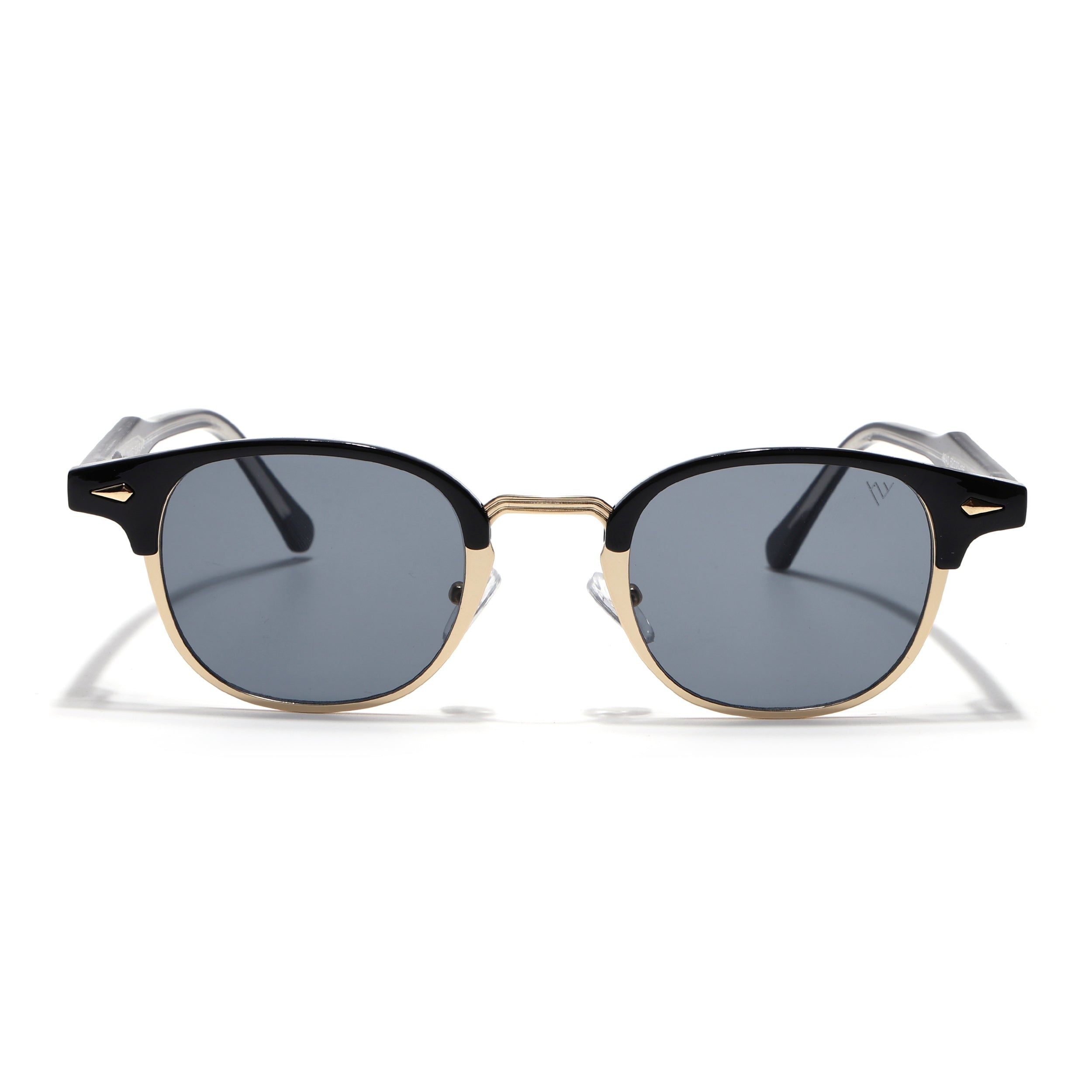 Skyline | Golden Half Rim Clubmaster Sunglasses | Grey Lens - MG7101