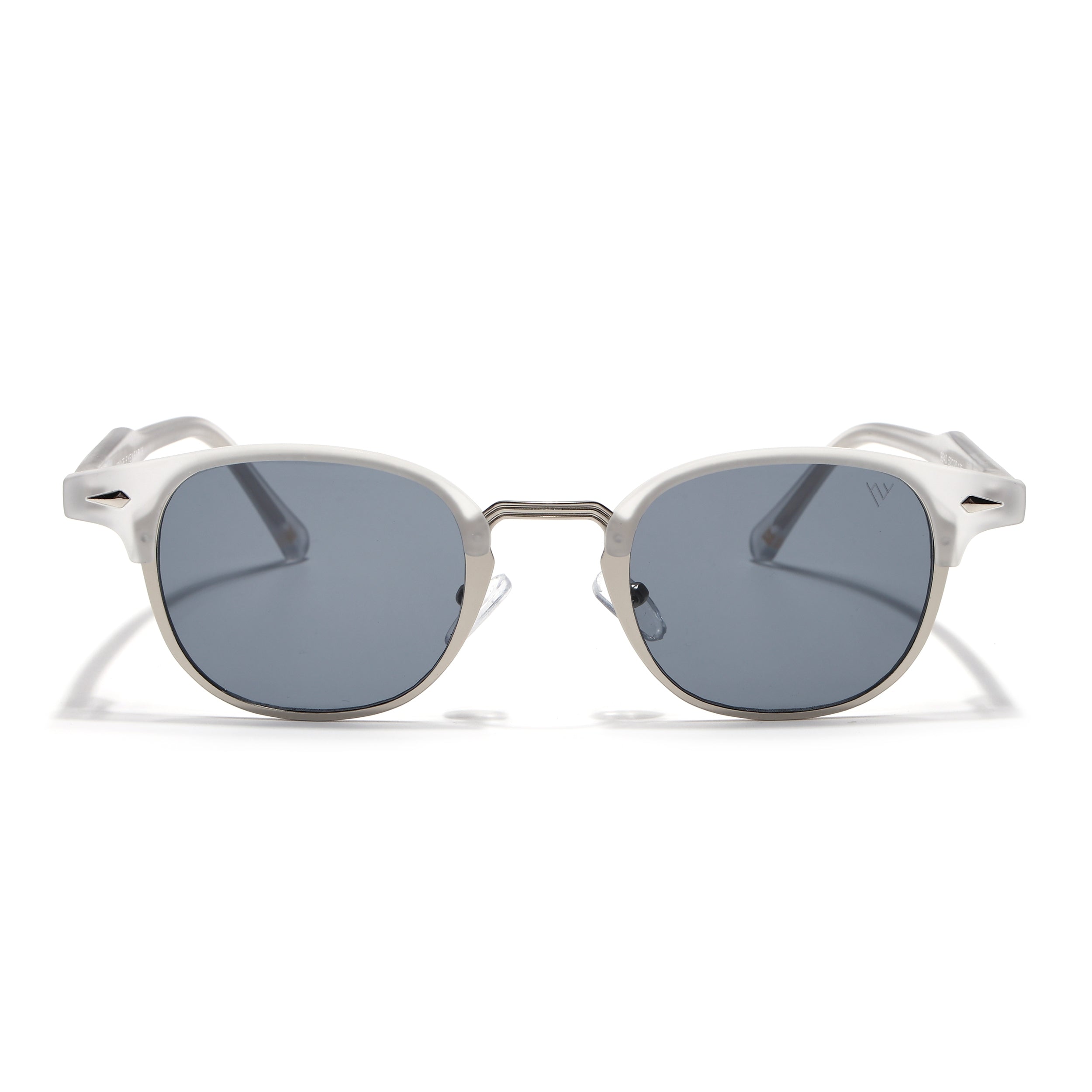 Skyline | Silver & Matt Grey Half Rim Clubmaster Sunglasses | Grey Lens - MG7102