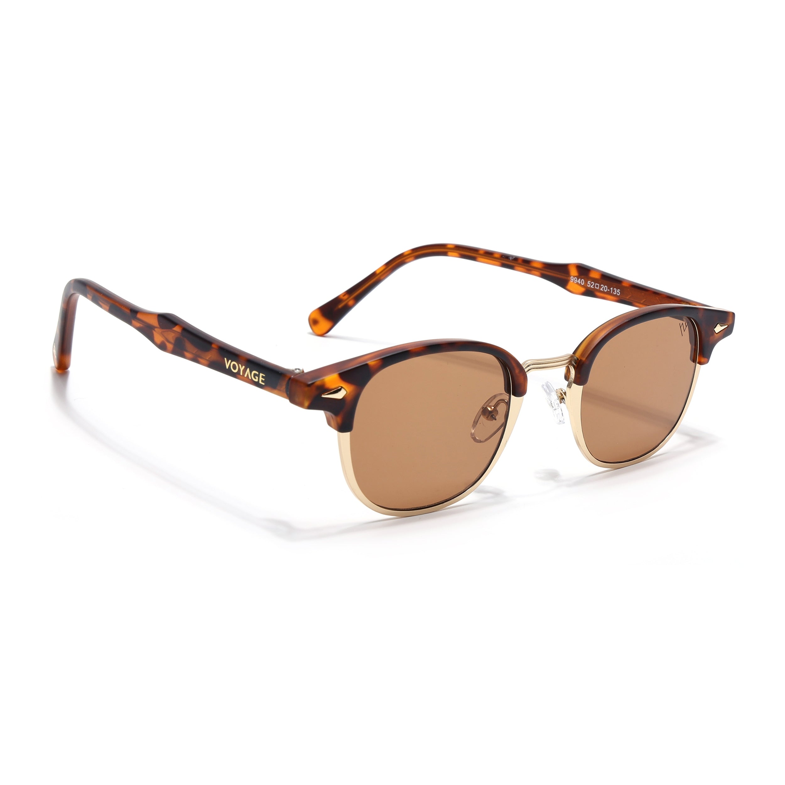 Skyline | Golden & Demi Brown Half Rim Clubmaster Sunglasses | Brown Lens - MG7103
