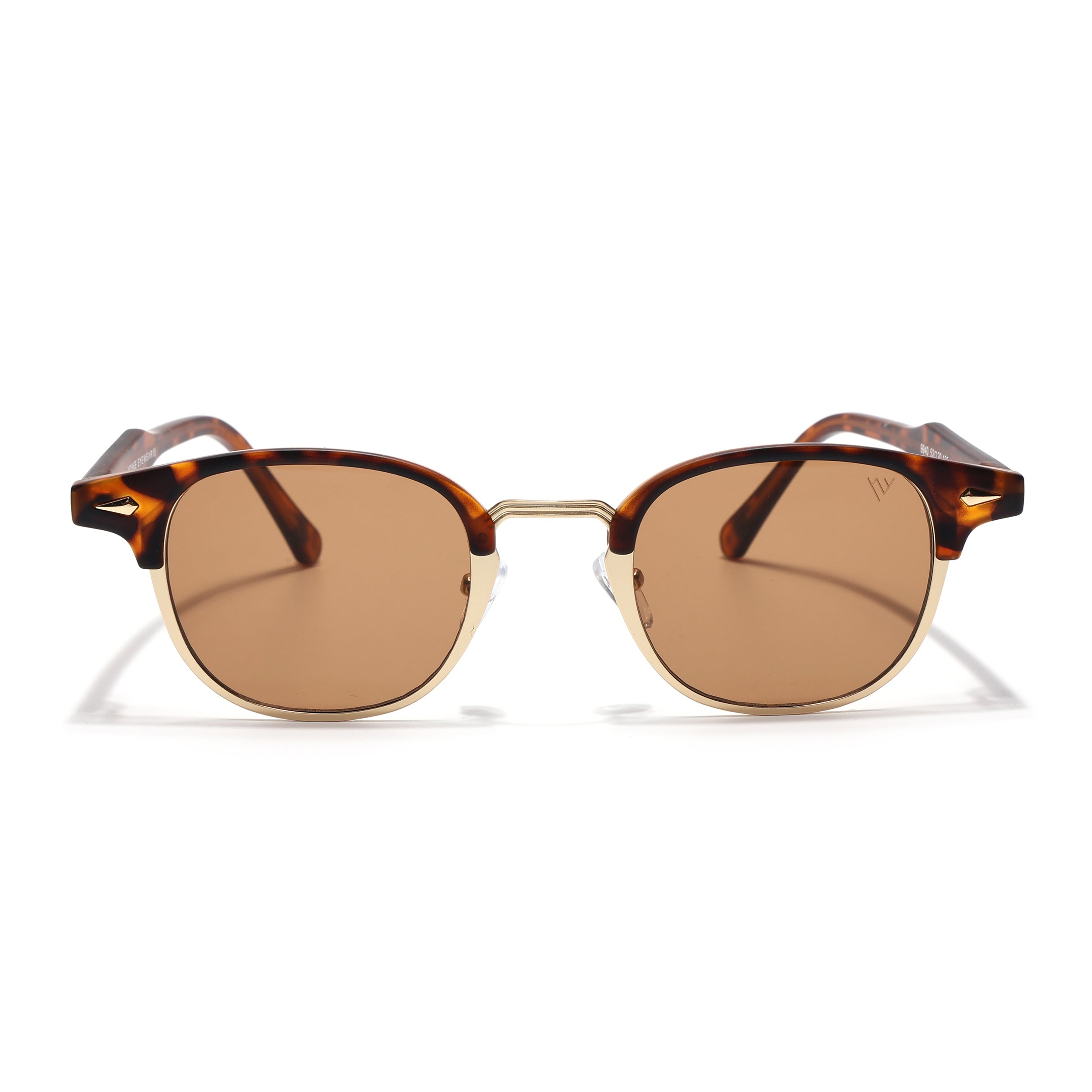 Skyline | Golden & Demi Brown Half Rim Clubmaster Sunglasses | Brown Lens - MG7103
