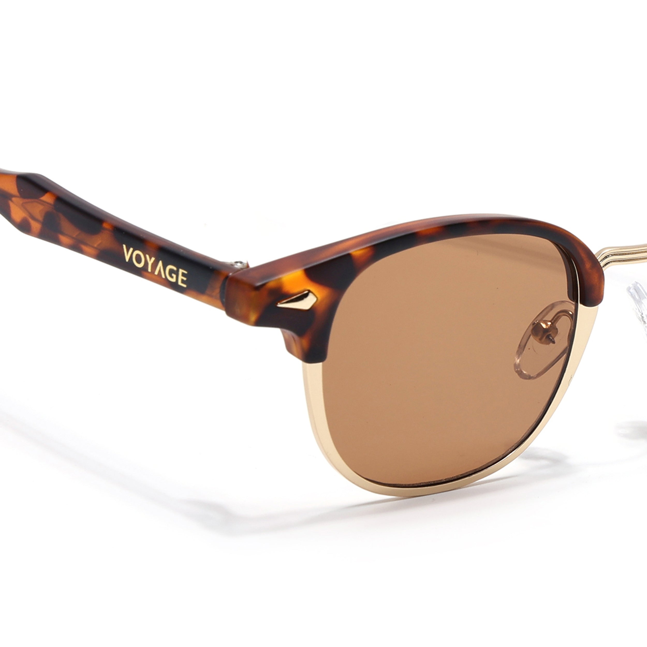 Skyline | Golden & Demi Brown Half Rim Clubmaster Sunglasses | Brown Lens - MG7103