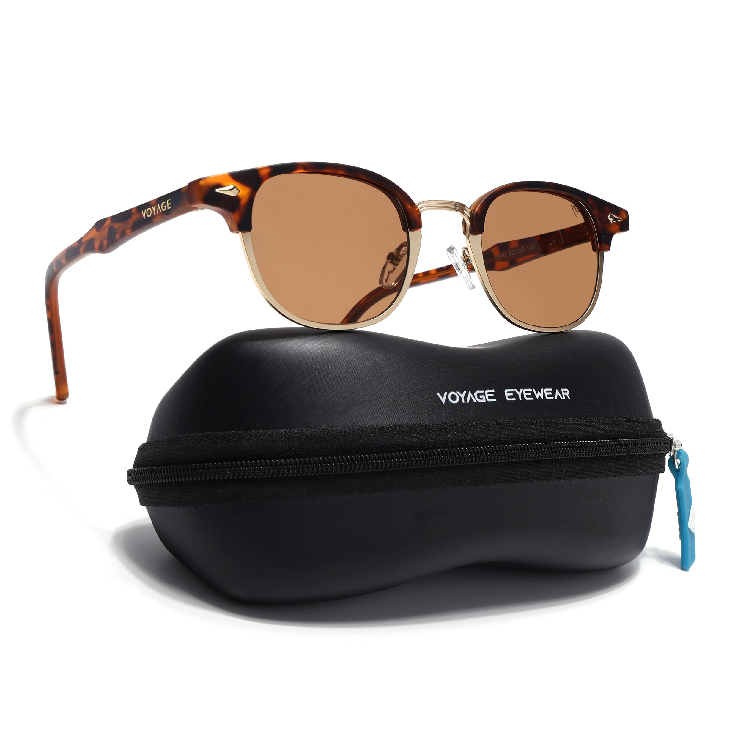 Skyline | Golden & Demi Brown Half Rim Clubmaster Sunglasses | Brown Lens - MG7103