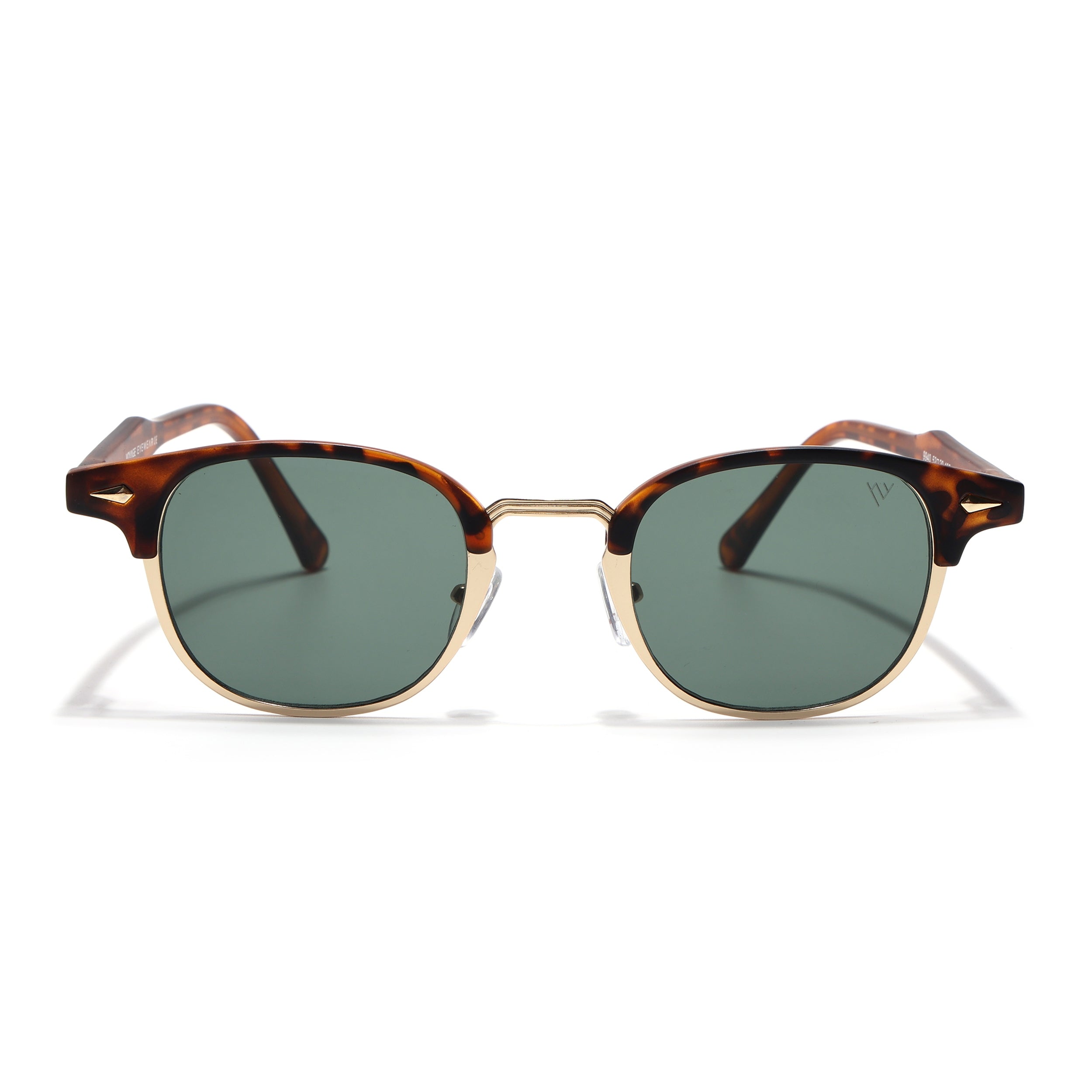 Skyline | Golden & Demi Brown Half Rim Clubmaster Sunglasses | Green Lens - MG7104