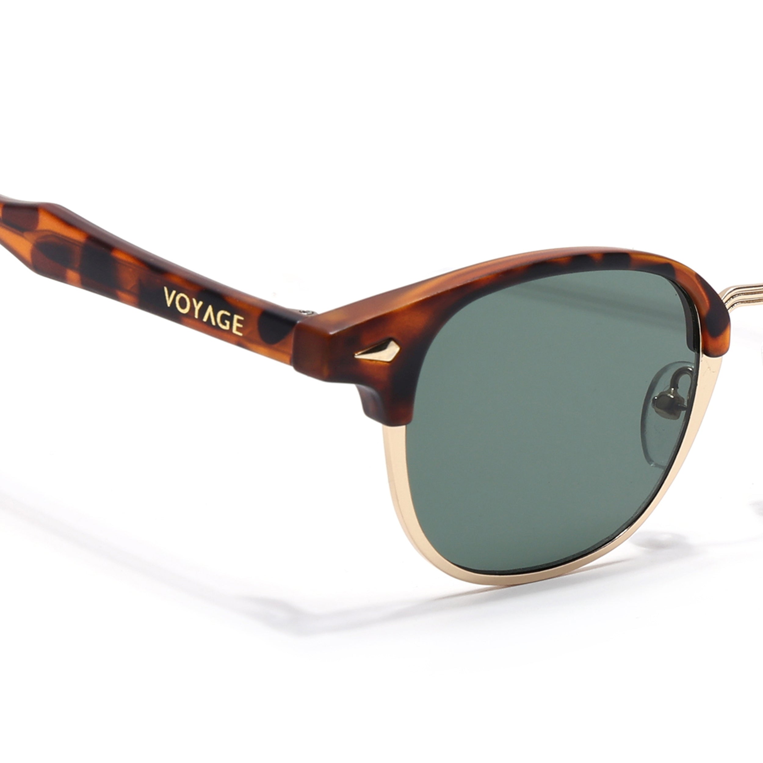 Skyline | Golden & Demi Brown Half Rim Clubmaster Sunglasses | Green Lens - MG7104