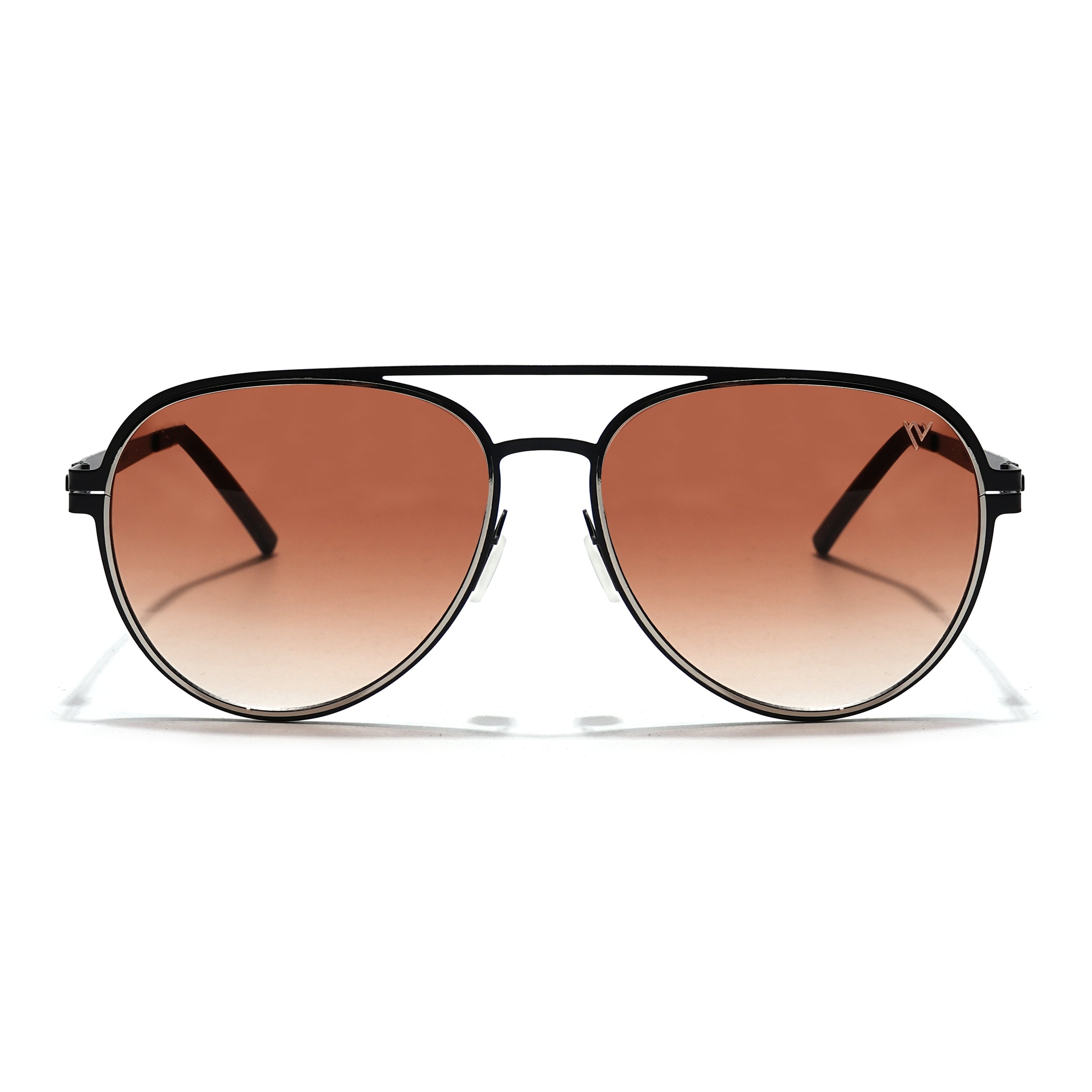Aviator Sunglasses (Brown & Clear Lens | Black Frame - MG5605)
