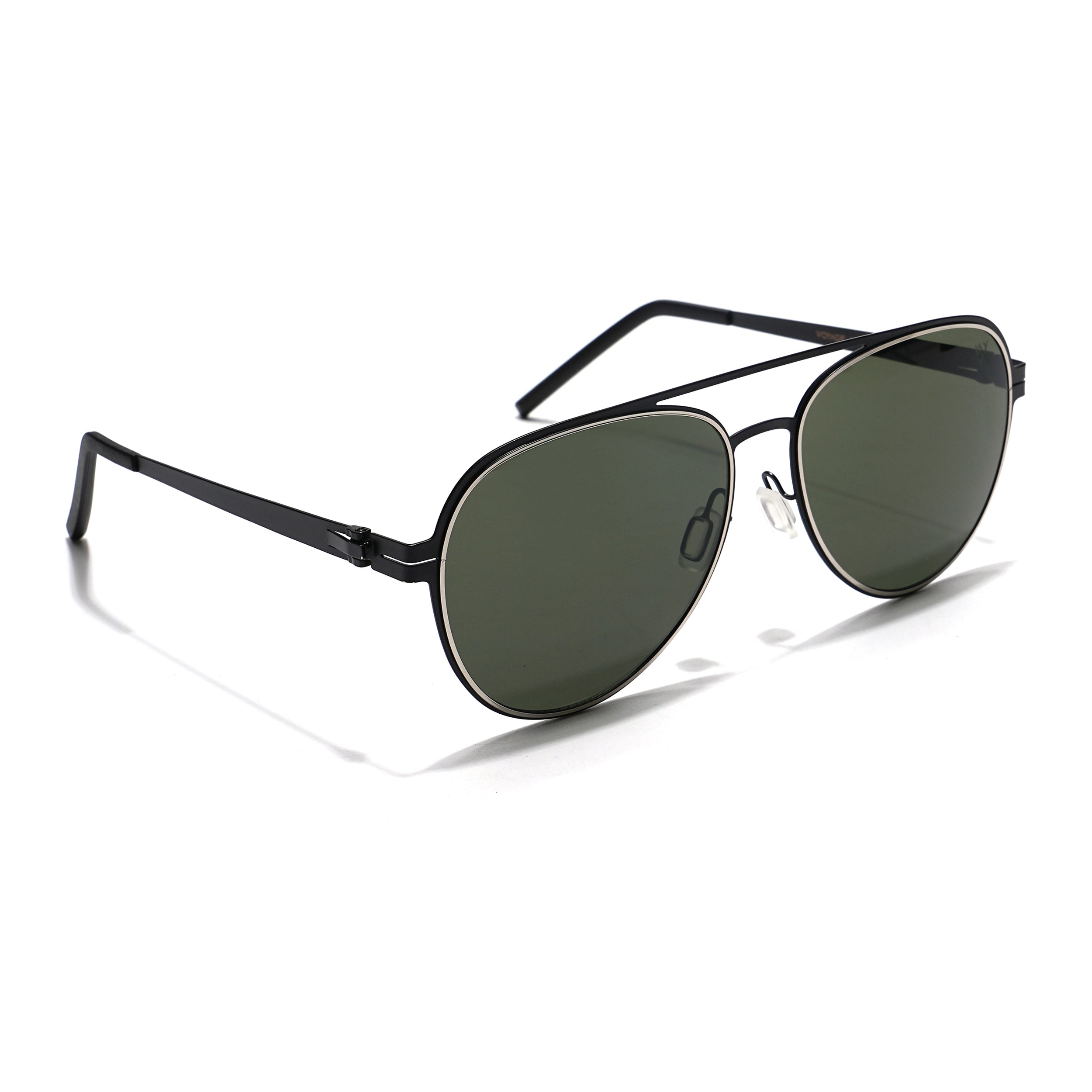 Aviator Sunglasses (Green Lens | Black Frame - MG5606)