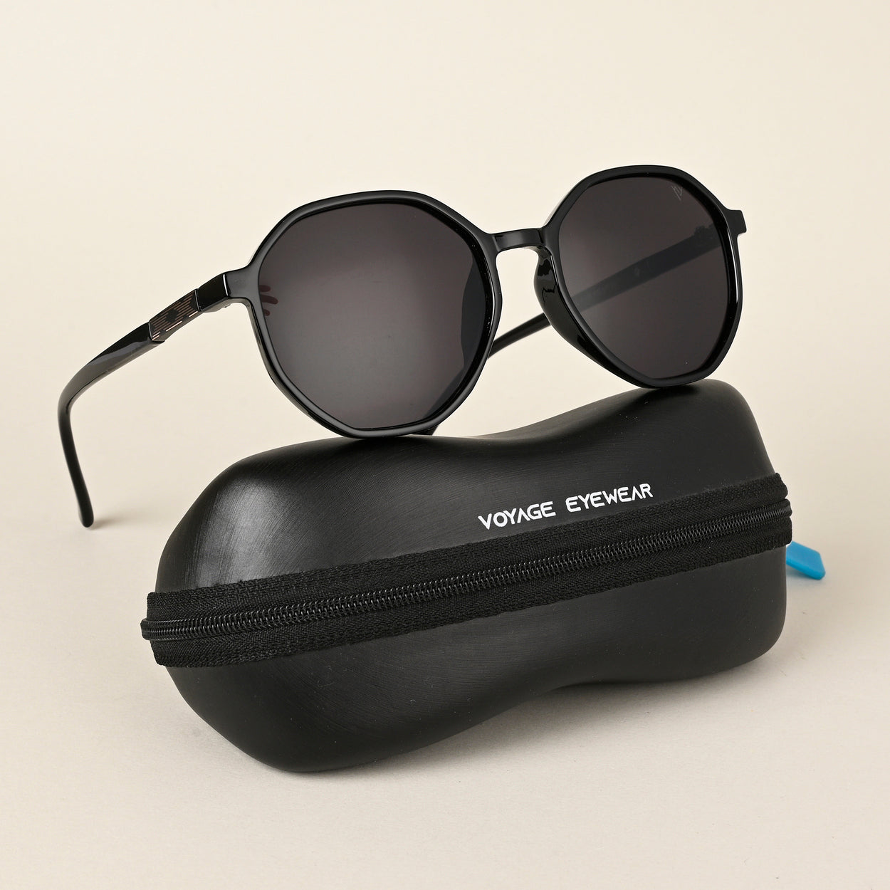 Voyage Black Geometric Sunglasses for Women (A3098MG4246)