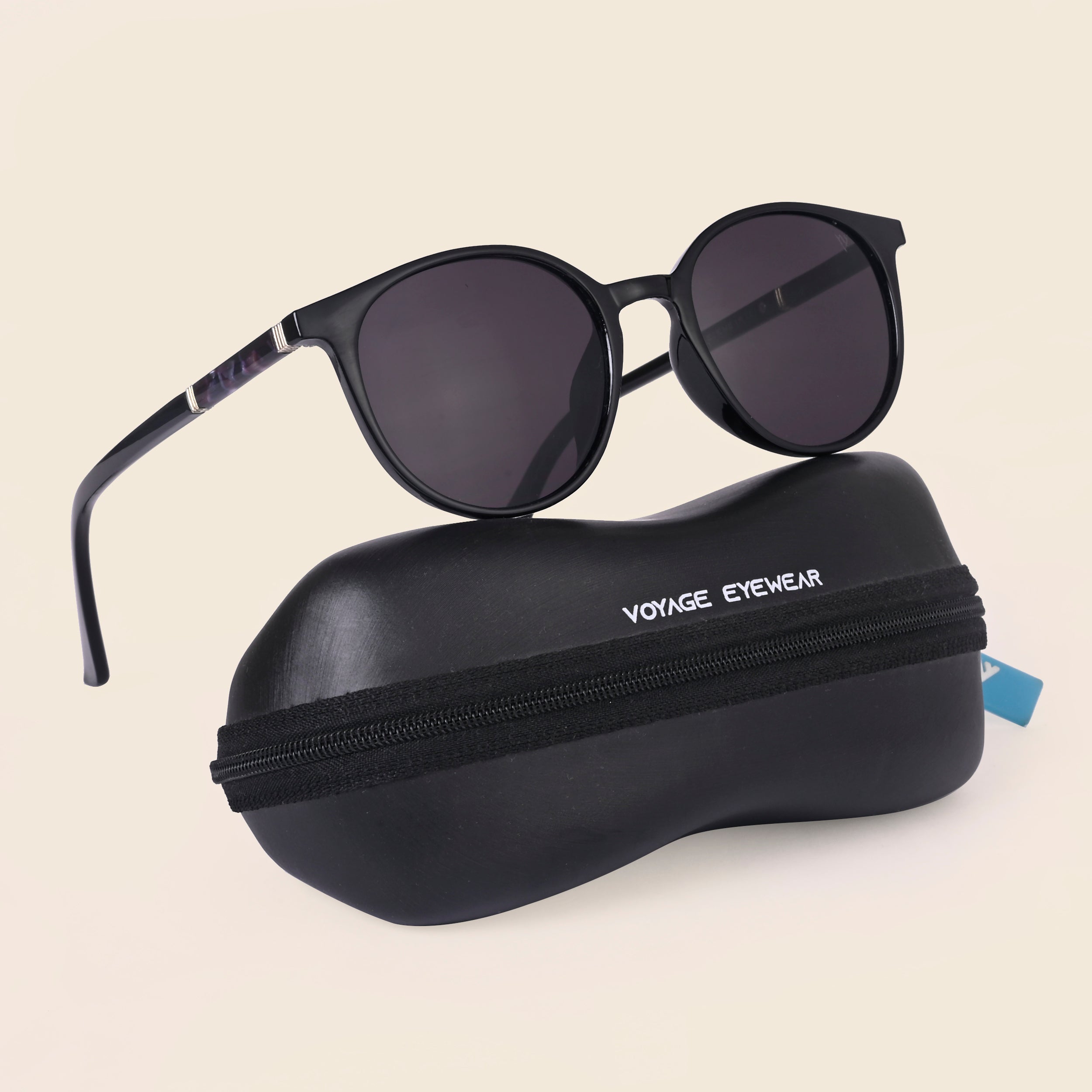 Voyage Black Round Sunglasses for Women - MG4267