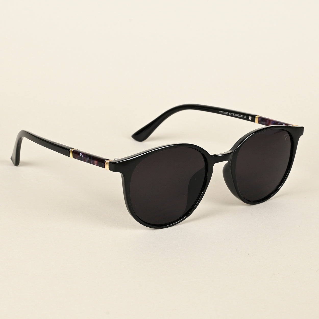 Voyage Black Round Sunglasses for Women - MG4267