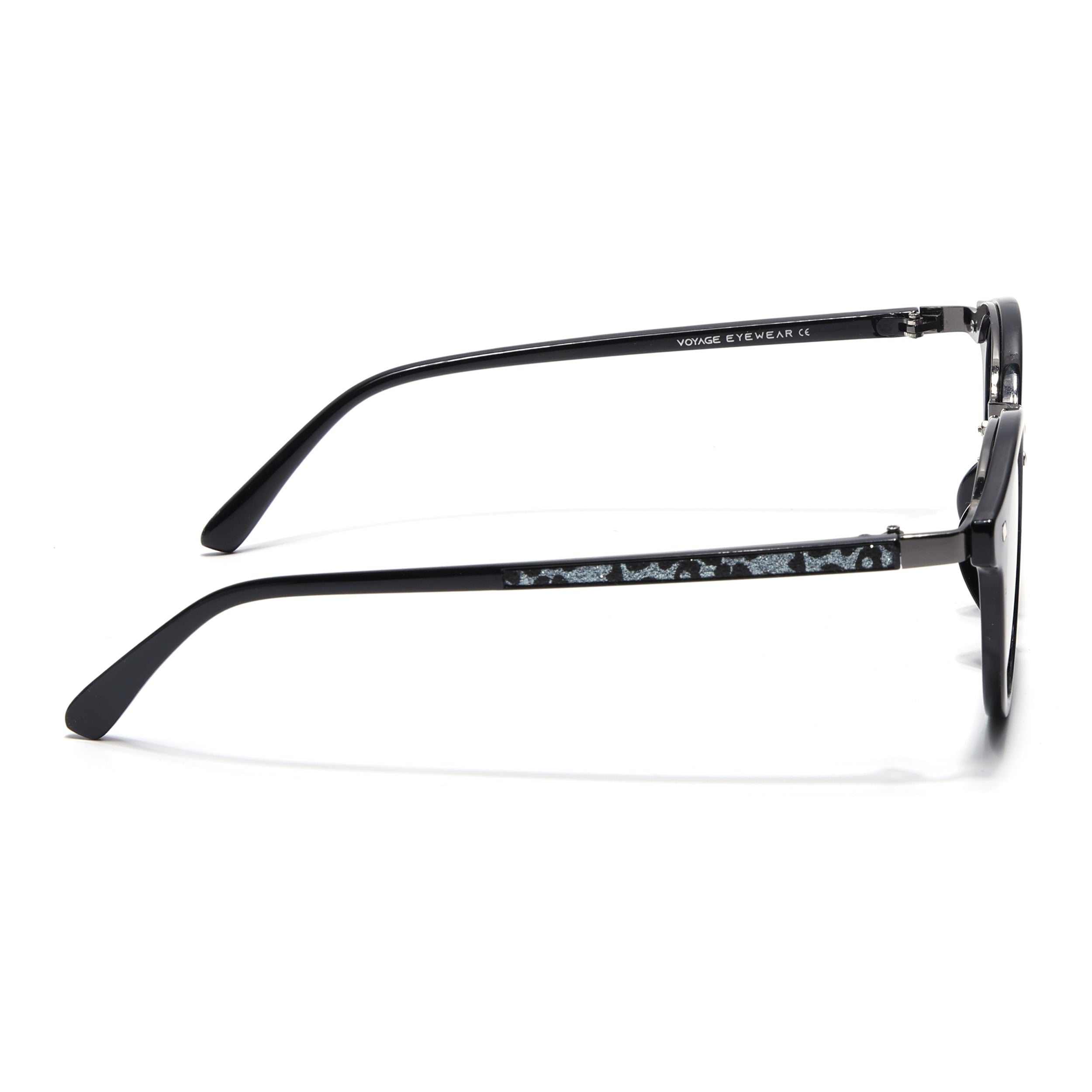 Round Sunglasses for Women (Purple & Clear Lens | Black Frame - MG7248)