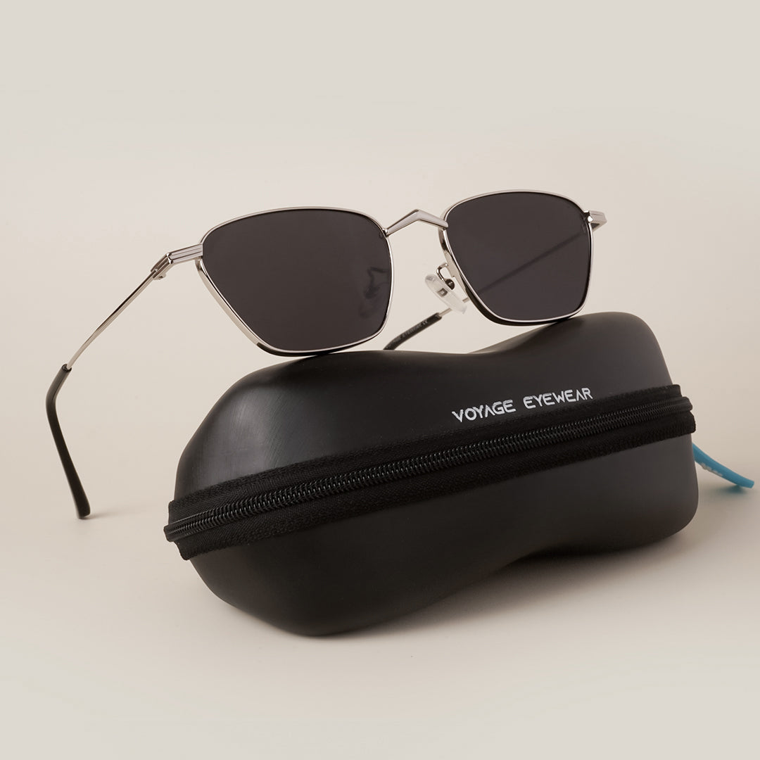 Voyage Black Silver Retro Square Sunglasses MG3456