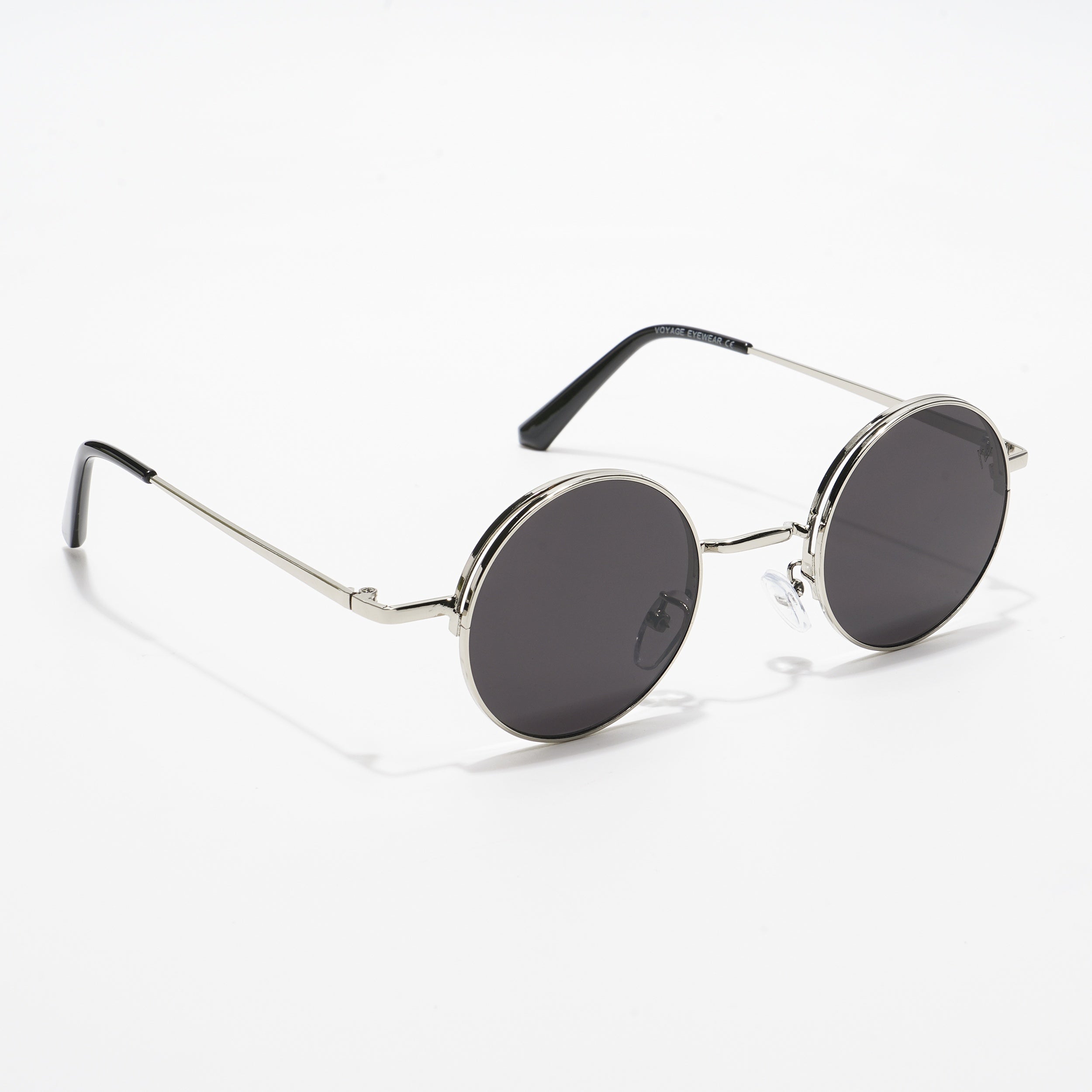 Quasar | Black Silver Round Sunglasses - MG3504