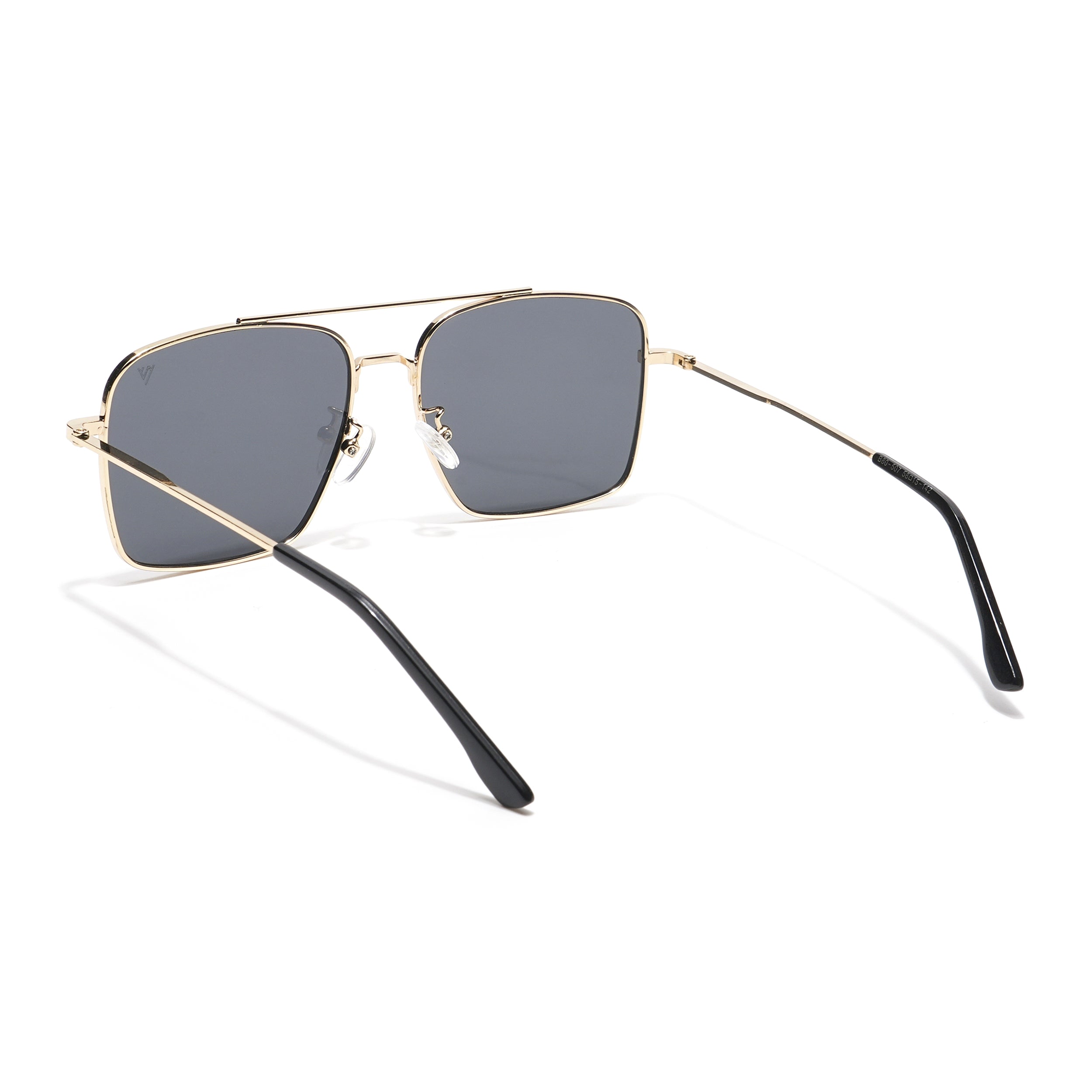 Ebon | Aviator Sunglasses (Black Lens | Golden Frame - MG5178)