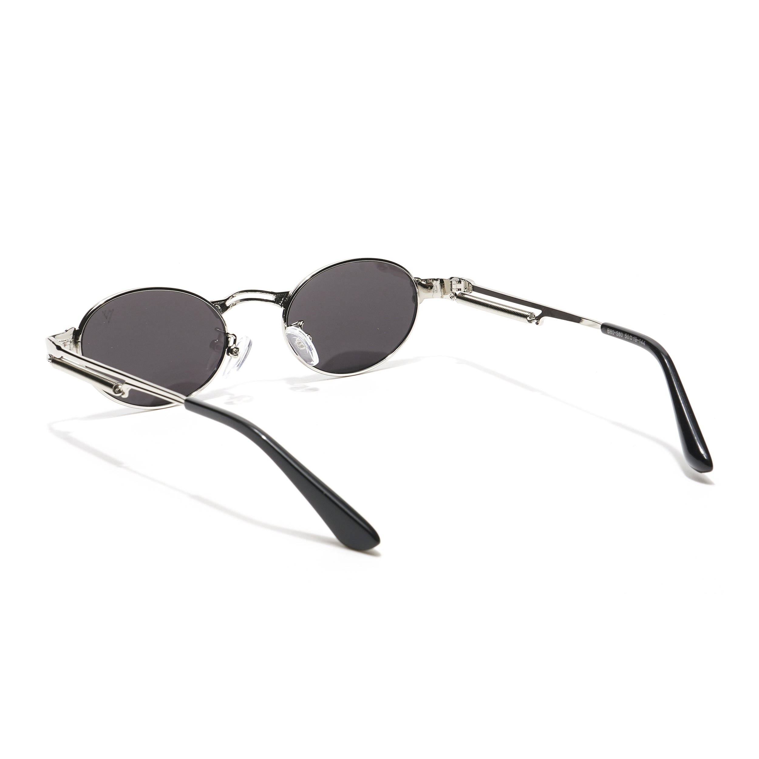 Bob | Silver Oval Sunglasses | Black Lens - MG5183