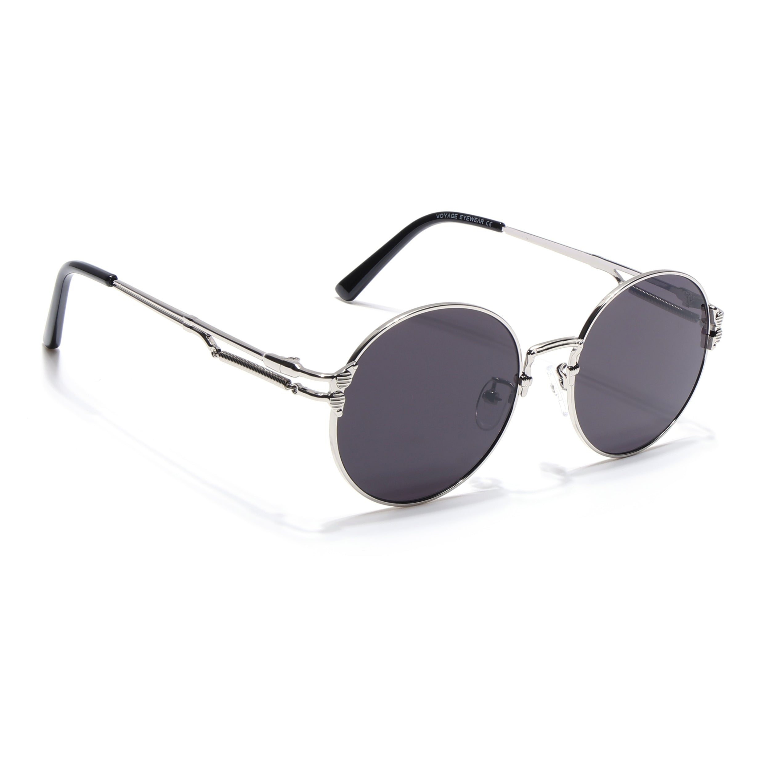 Round Sunglasses (Black Lens | Silver Frame - MG5186)