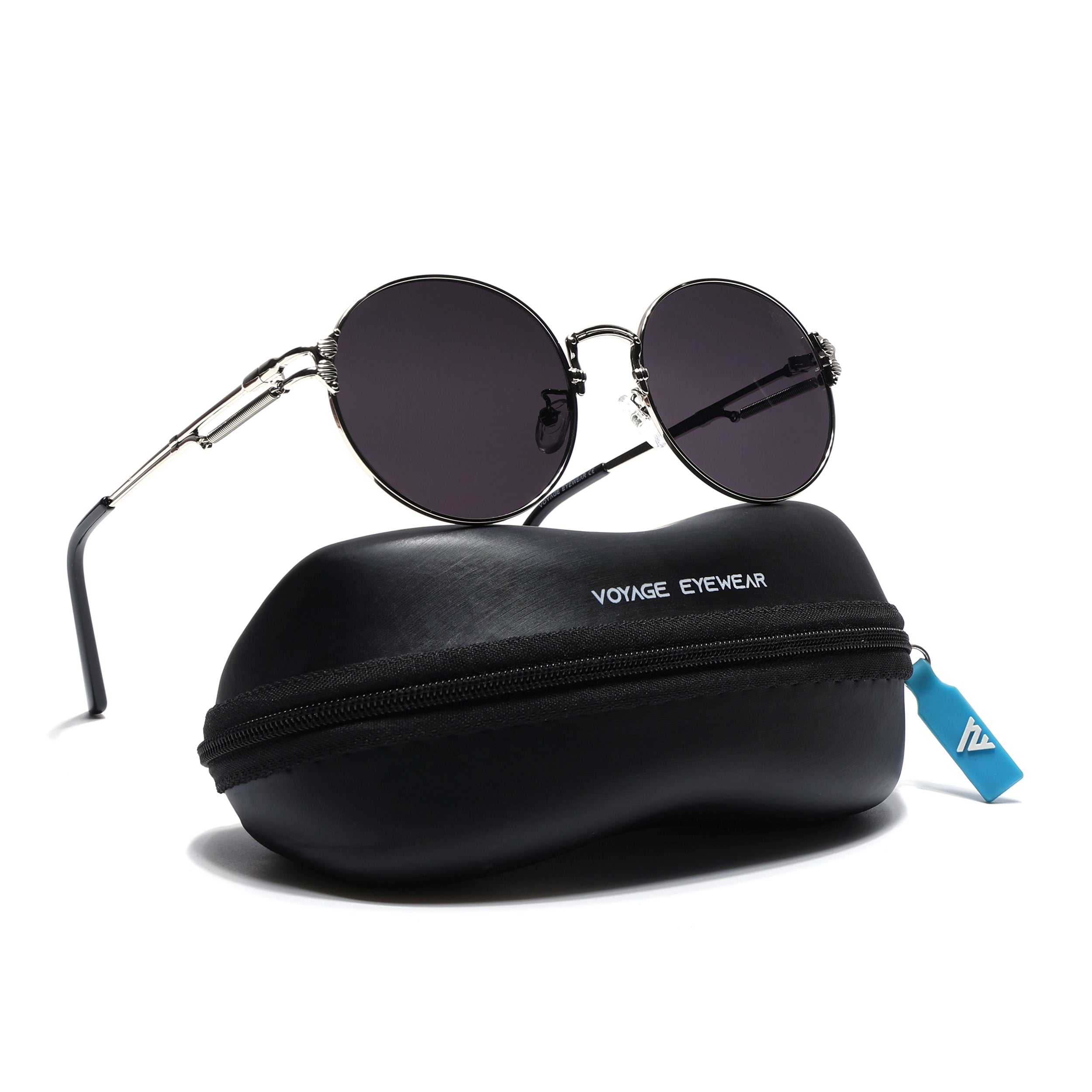 Round Sunglasses (Black Lens | Silver Frame - MG5186)
