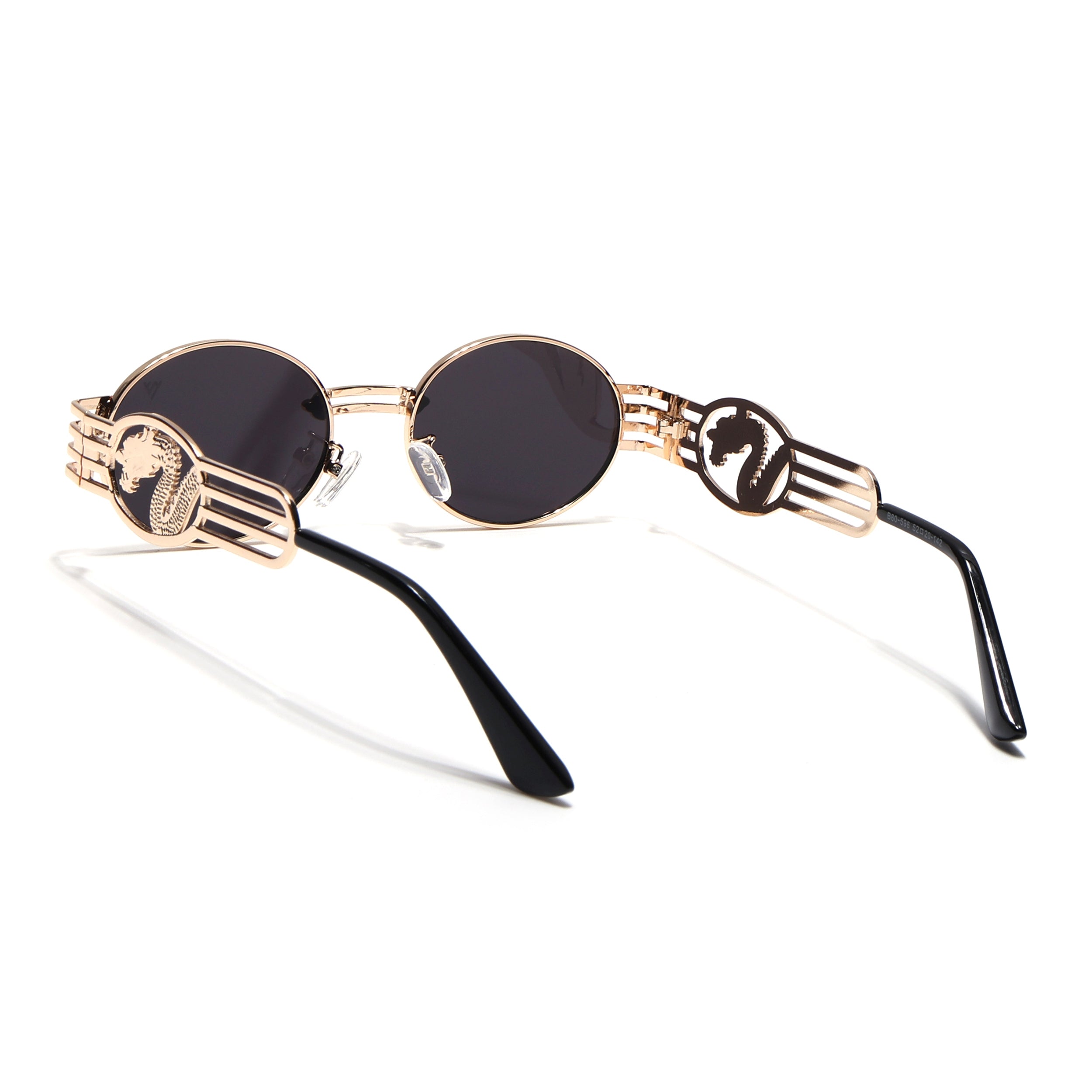 Viper | Oval Sunglasses (Black Lens | Golden Frame - MG5188)