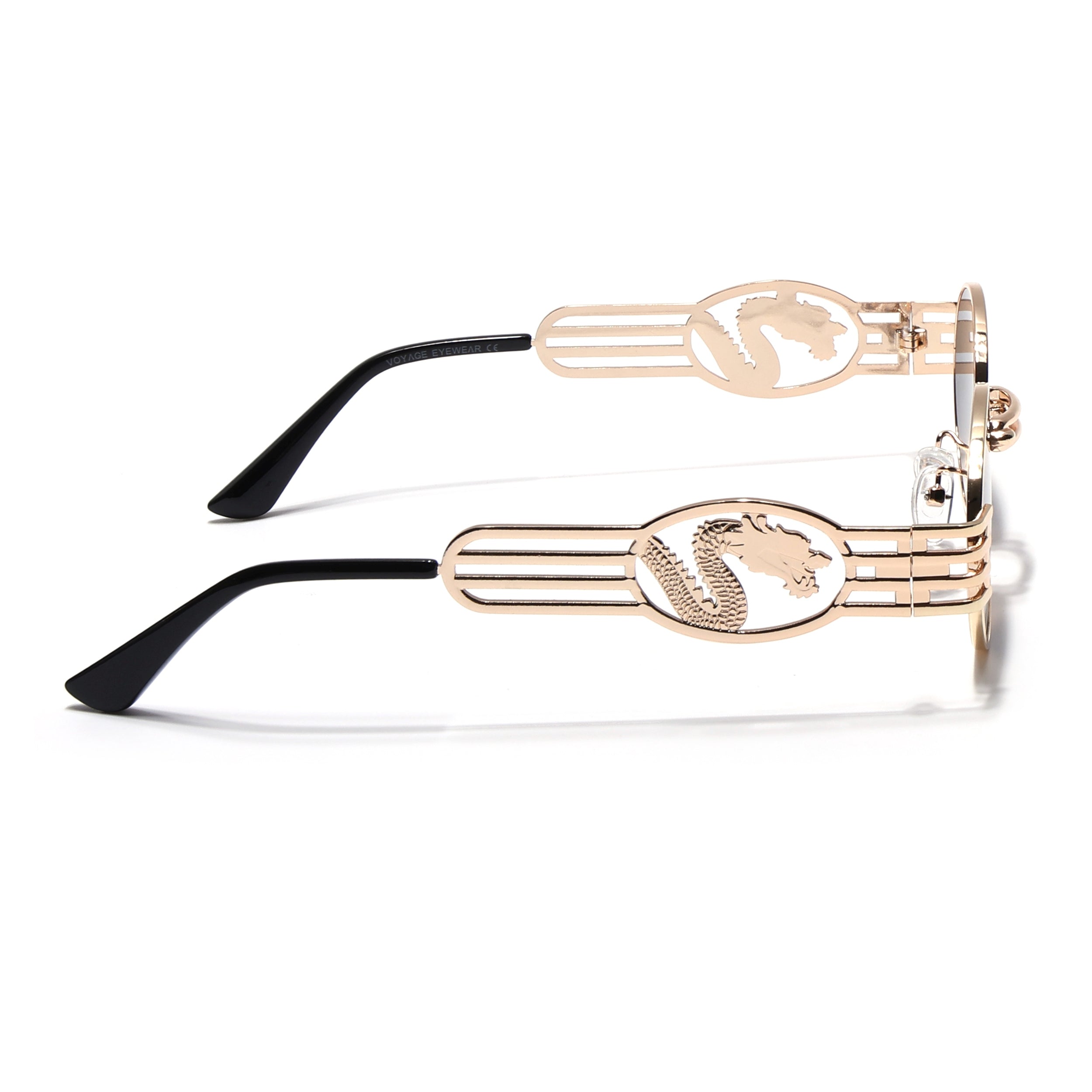 Viper | Oval Sunglasses (Black Lens | Golden Frame - MG5188)