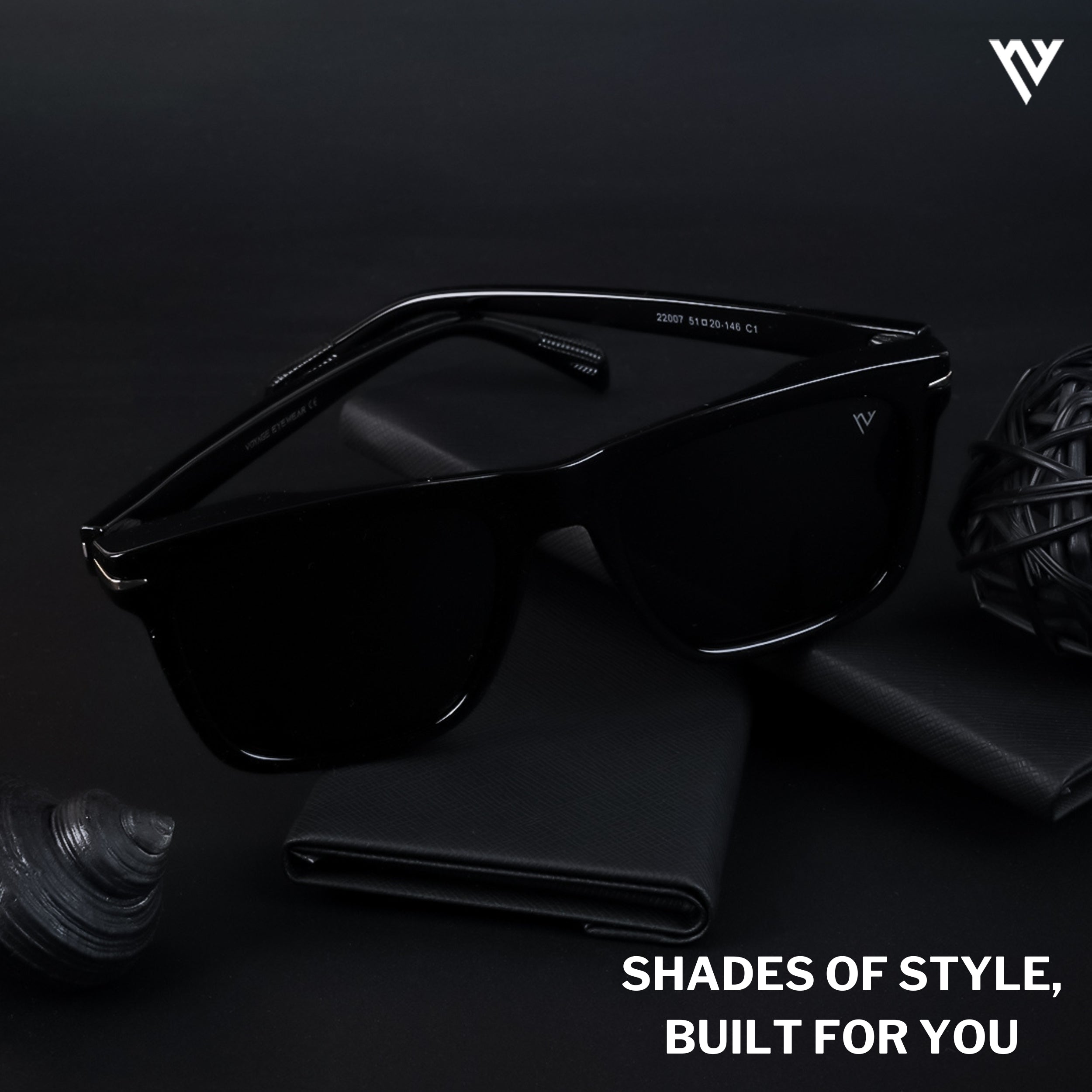 Voyage Exclusive Black Polarized Wayfarer Sunglasses for Men & Women - PMG4186