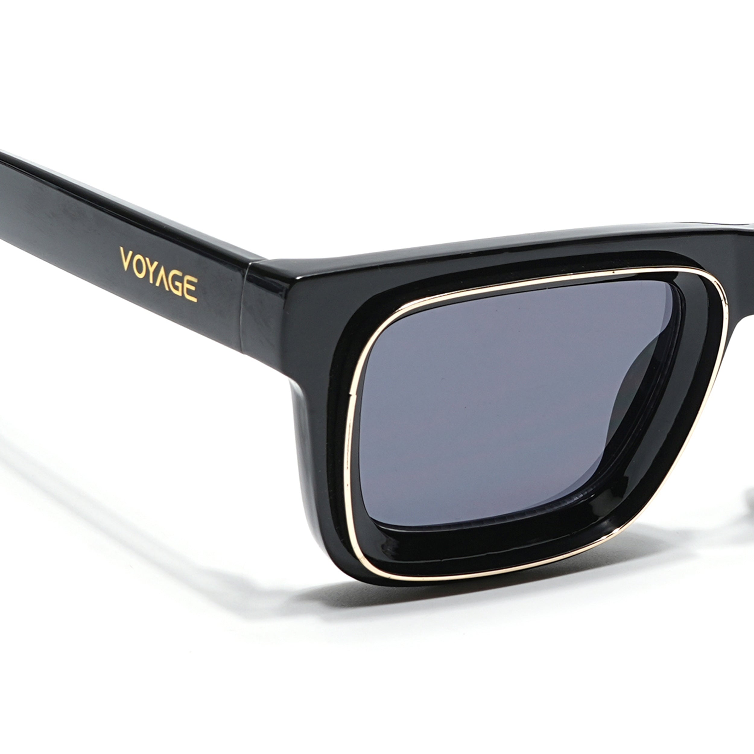 Smuggler | Shine Black & Golden Unisex Sunglasses | Black Lens - MG6422
