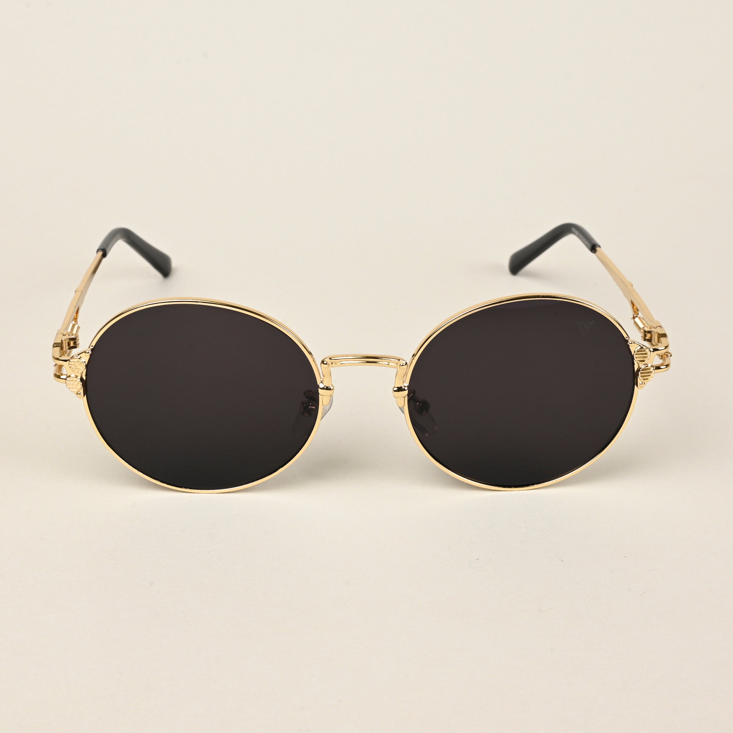 Round Sunglasses (Black Lens | Golden Frame - MG5185)