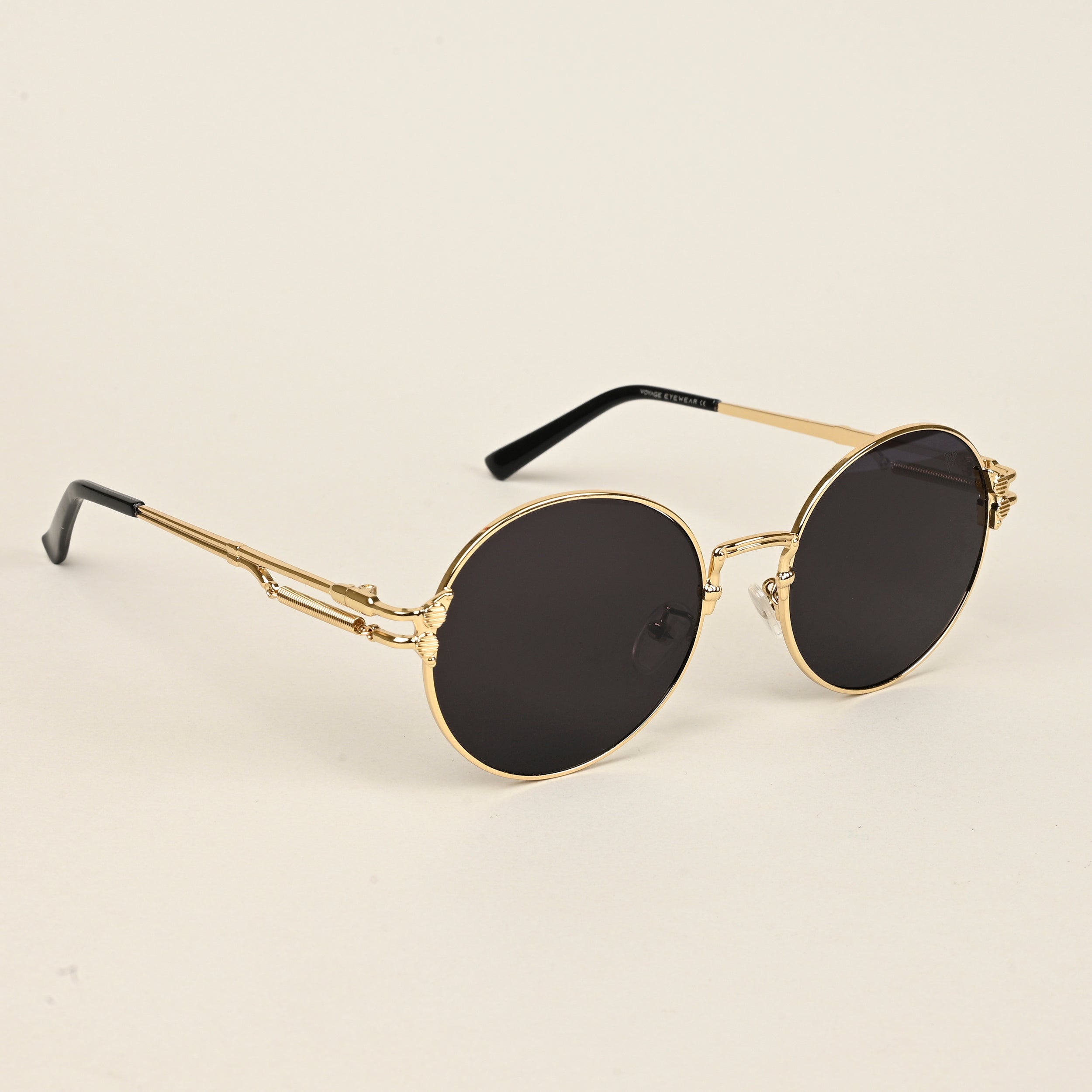 Round Sunglasses (Black Lens | Golden Frame - MG5185)