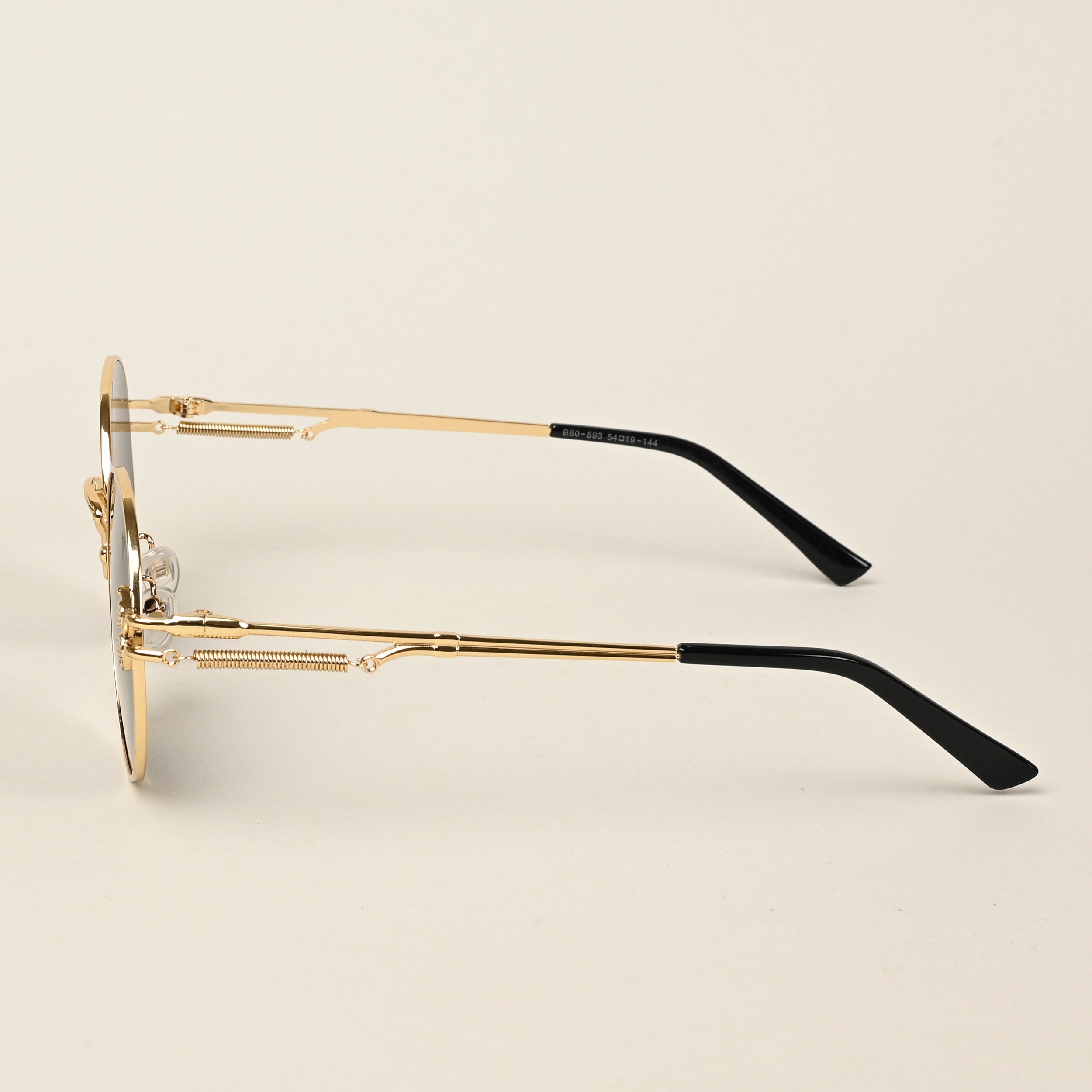 Round Sunglasses (Black Lens | Golden Frame - MG5185)