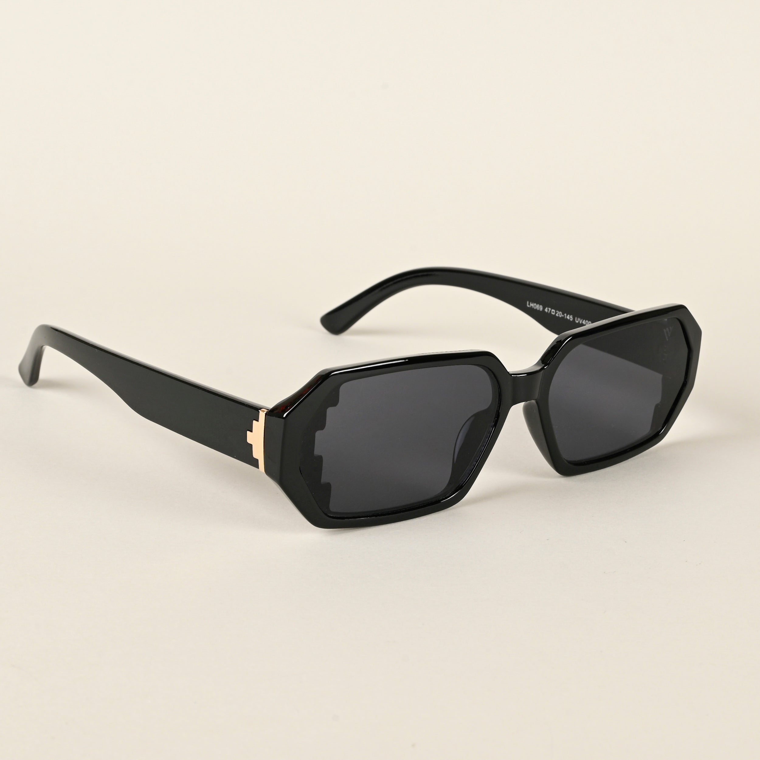 Voyage Black Rectangle Sunglasses for Men & Women (LH069MG4508)