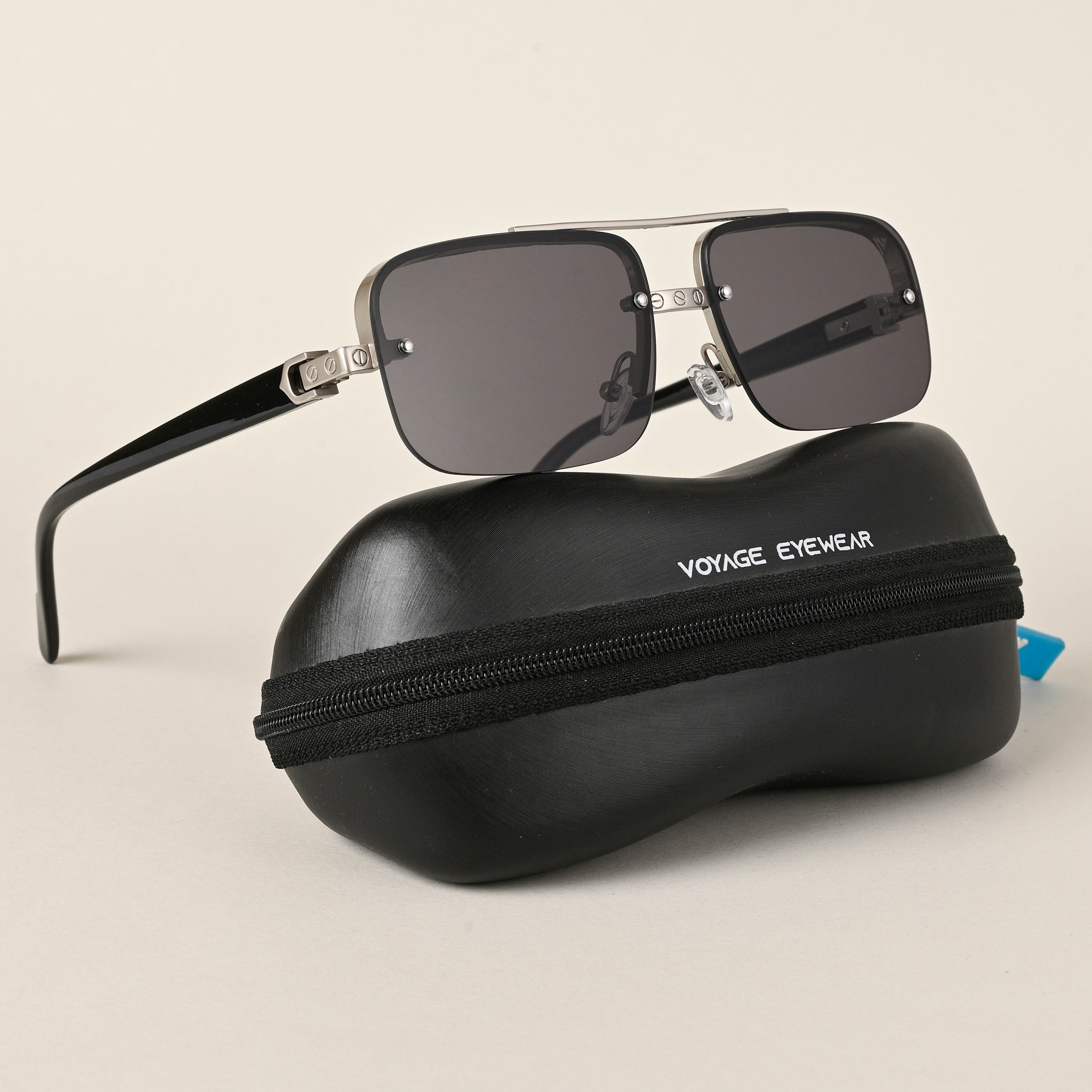 Voyage Black Rectangle Sunglasses for Men & Women (2317MG4502)