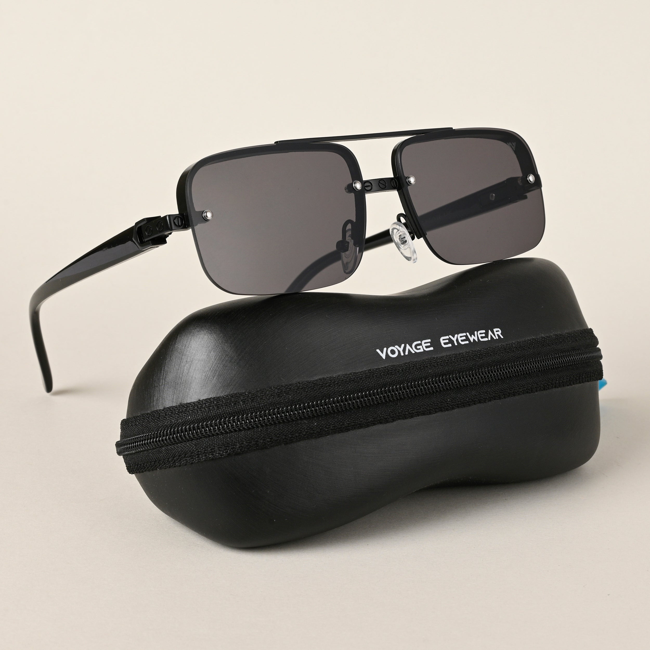 Voyage Black Rectangle Sunglasses for Men & Women (2317MG4503)