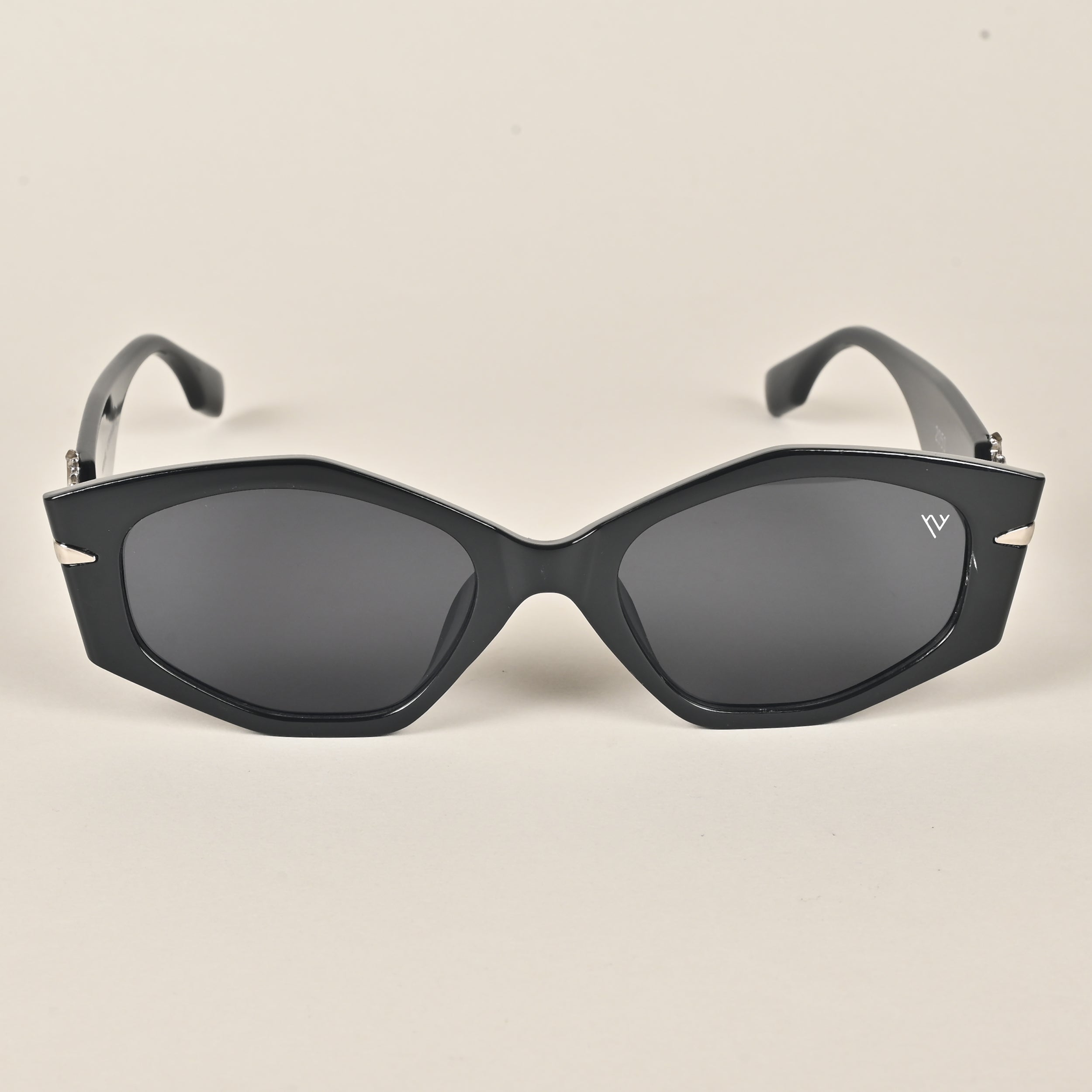 Voyage Black Oval Sunglasses for Women - MG3987