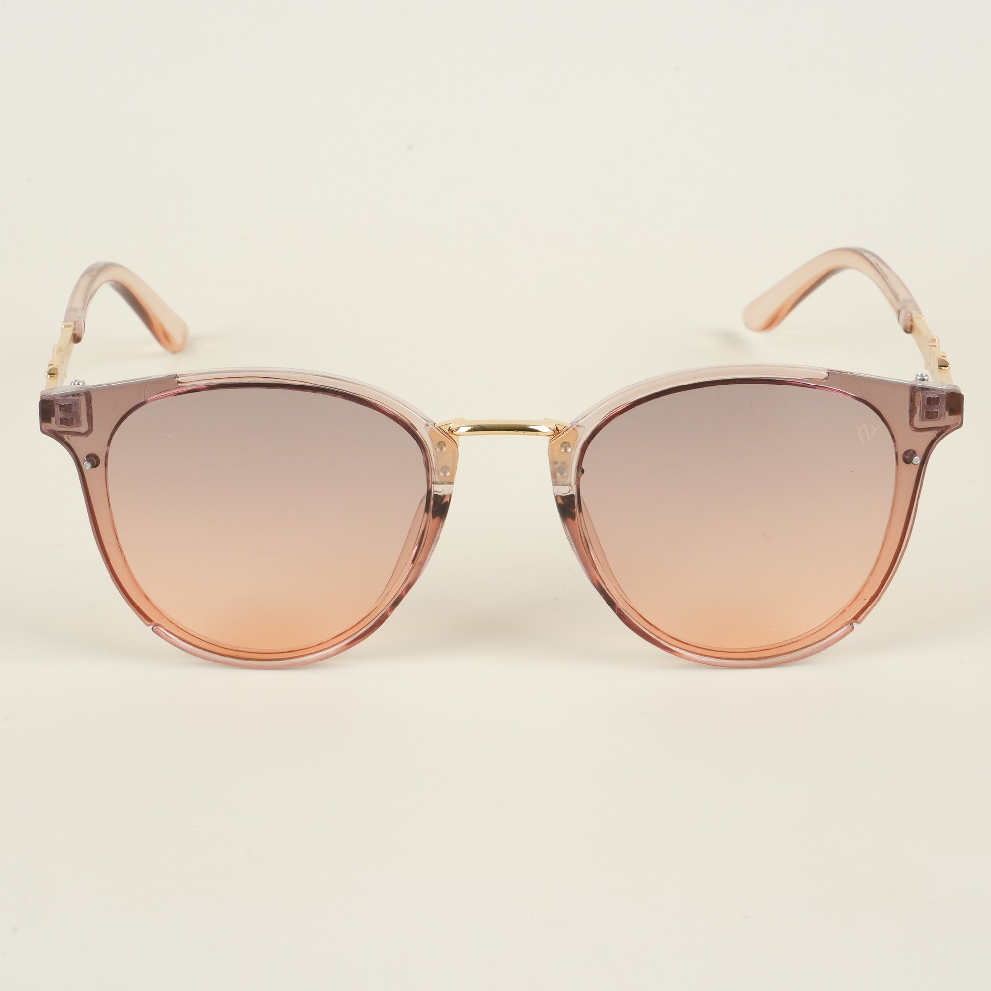 Voyage Cateye Sunglasses for Women (Pink & Grey Lens | Light Pink & Golden Frame - MG3186)