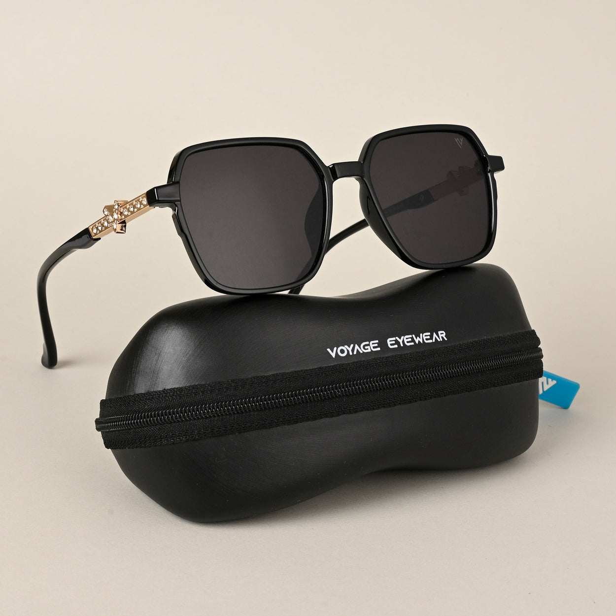 Voyage Black Square Sunglasses for Women - MG4231