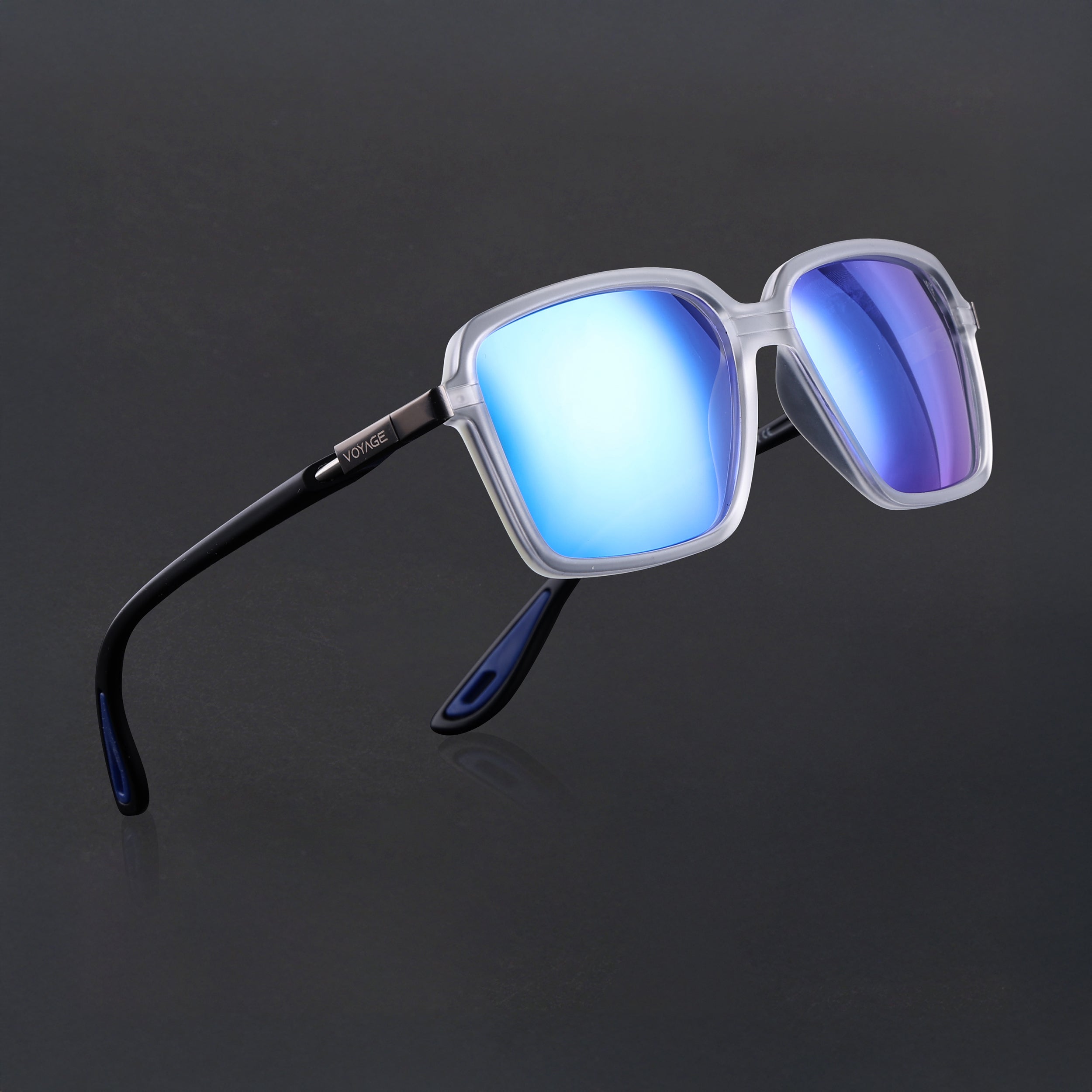 Hydra | Aqua Blue Reflector Polarized Square Sunglasses | PMG6659