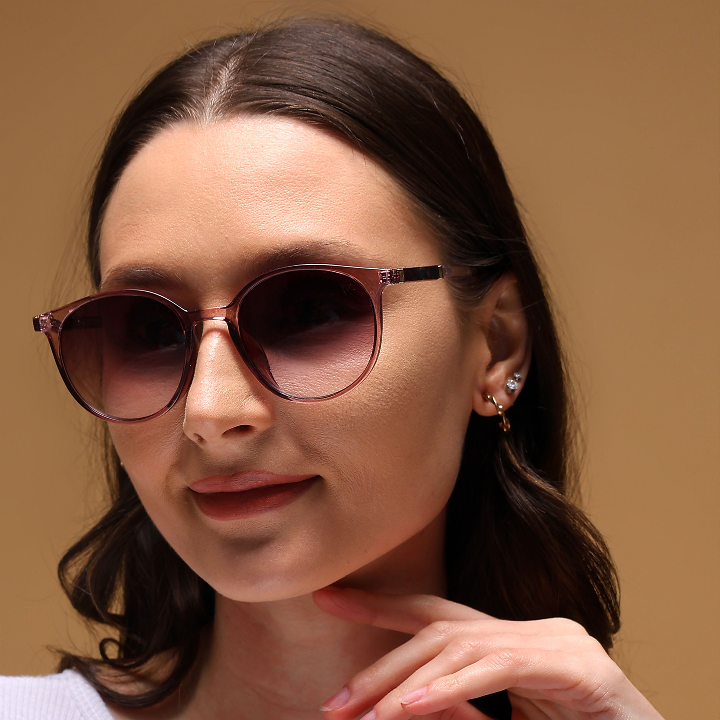 Round Brown & Clear Sunglasses - MG4271